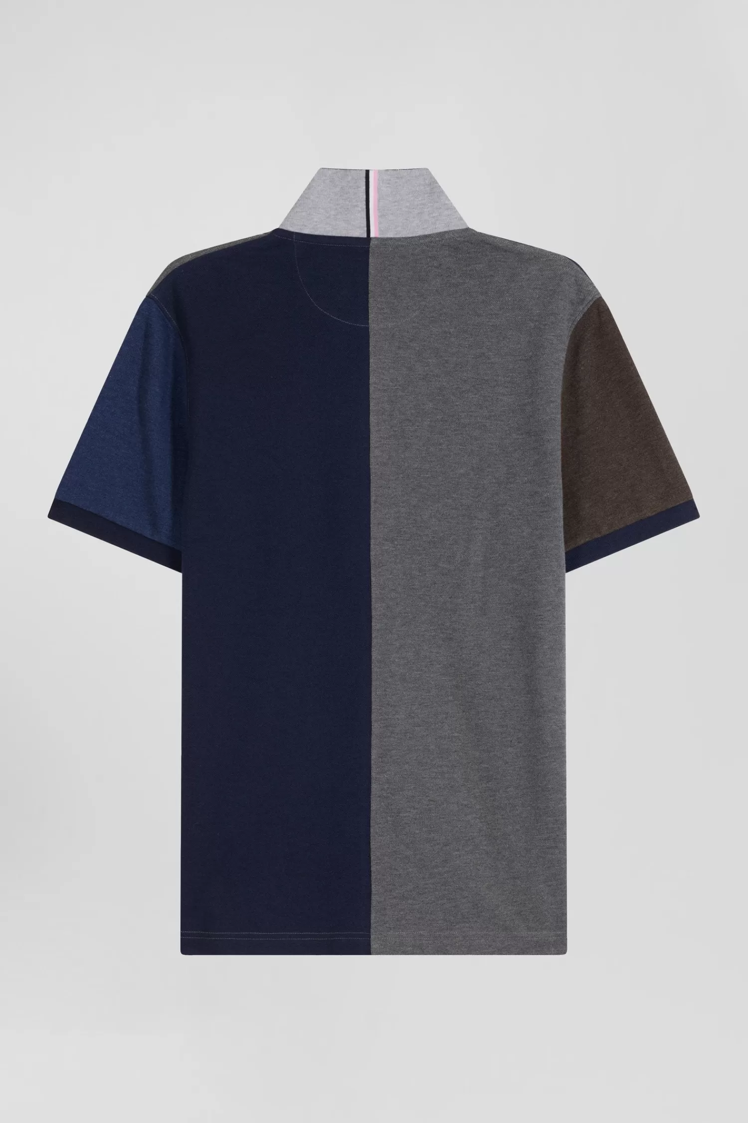 Eden Park Regular grey colorblock short-sleeved cotton piqué polo shirt< Polos
