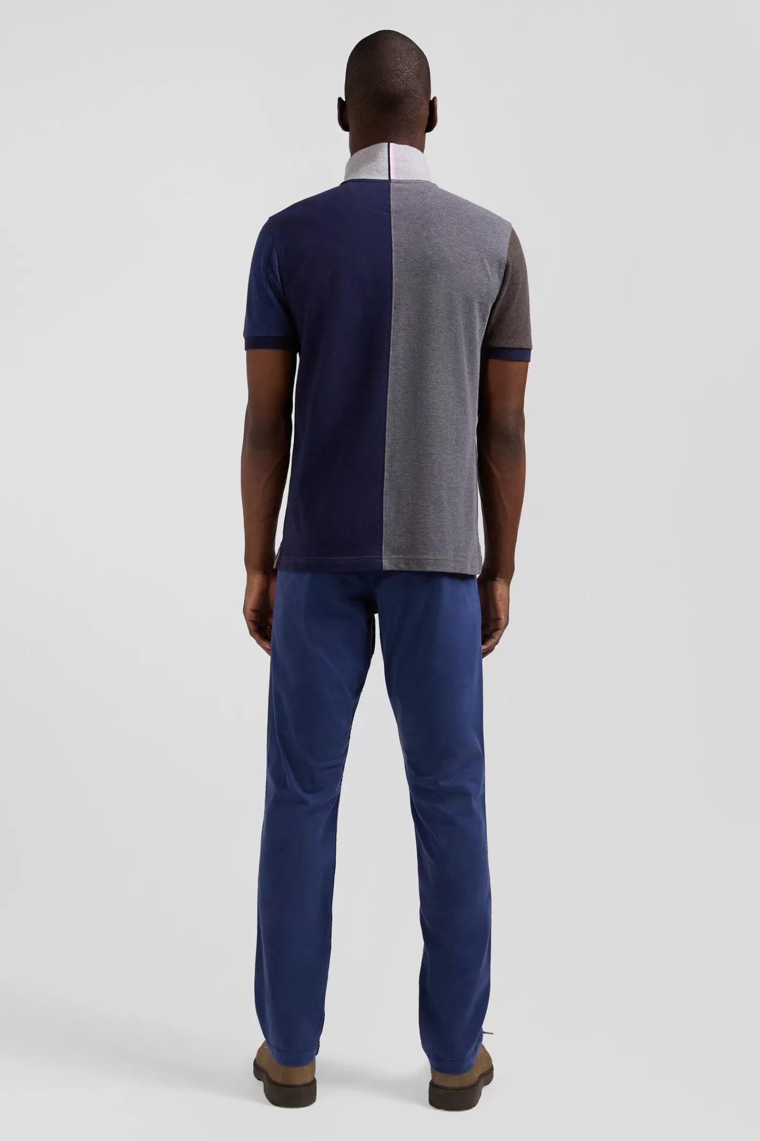 Eden Park Regular grey colorblock short-sleeved cotton piqué polo shirt< Polos