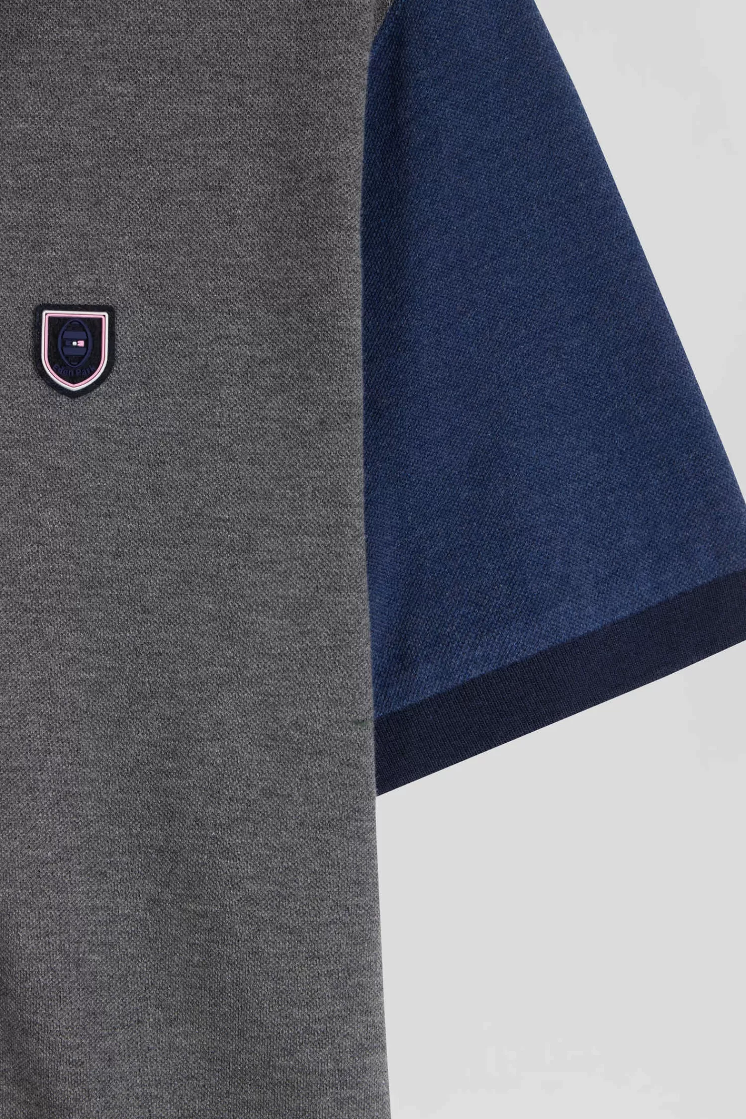Eden Park Regular grey colorblock short-sleeved cotton piqué polo shirt< Polos