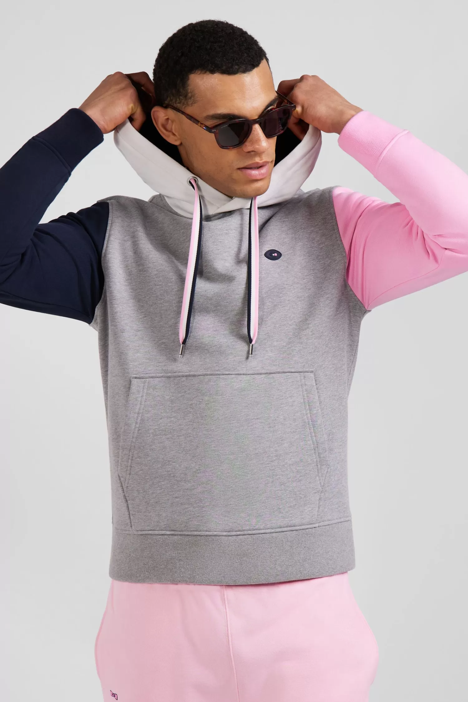 Eden Park Regular grey colorblock XV de France cotton hoodie< Sweatshirts