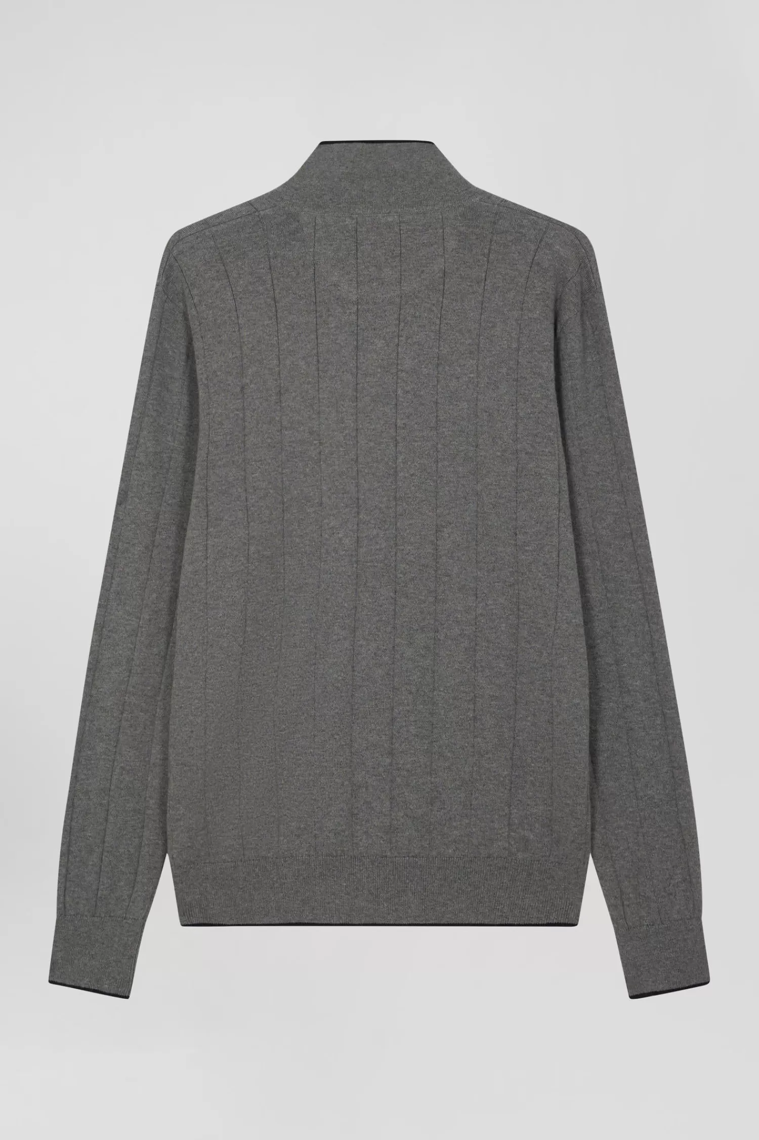 Eden Park Regular grey cotton and cashmere jumper with rugby shirt collar< Sweaters