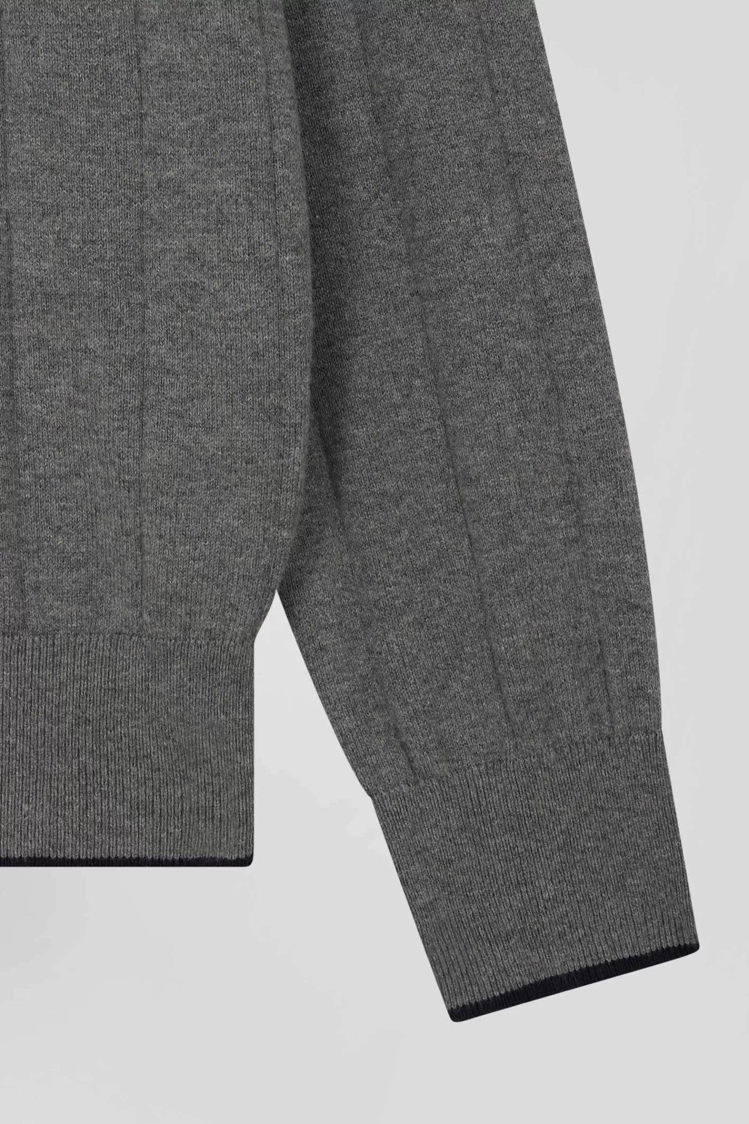 Eden Park Regular grey cotton and cashmere jumper with rugby shirt collar< Sweaters