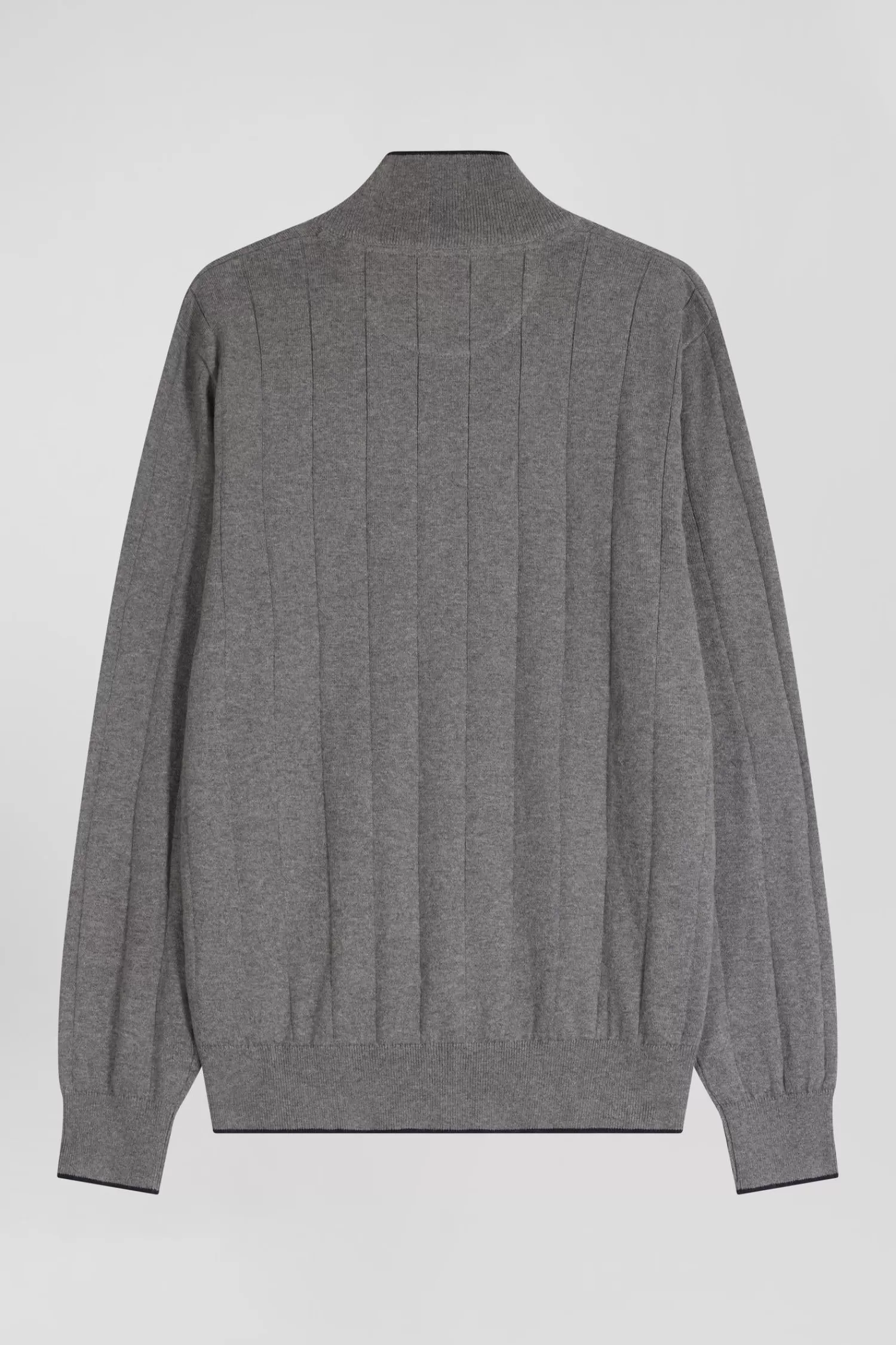 regular_grey_cotton_and_cashmere_zipped_cardigan_with_vertical_stripes_3.webp Eden Park Regular grey cotton and cashmere zipped cardigan with vertical stripes< Cardigans