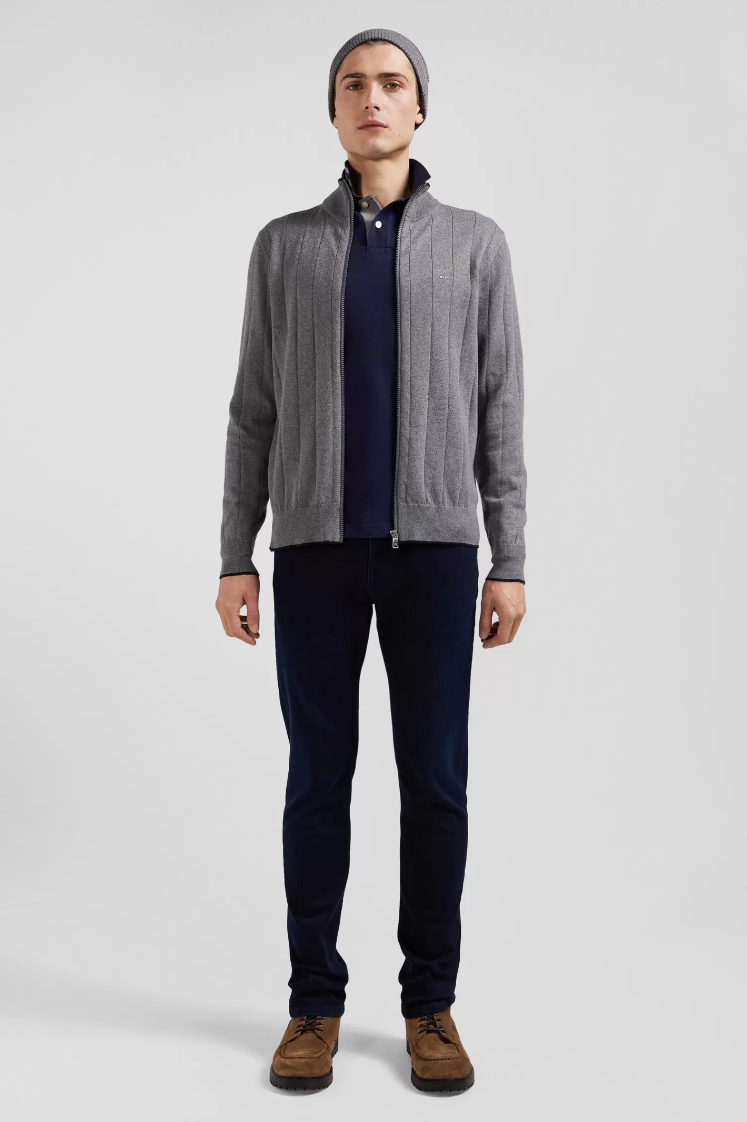 regular_grey_cotton_and_cashmere_zipped_cardigan_with_vertical_stripes_4.webp Eden Park Regular grey cotton and cashmere zipped cardigan with vertical stripes< Cardigans