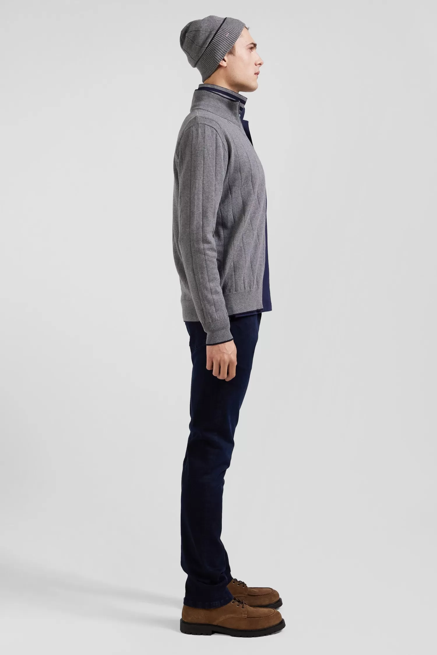 regular_grey_cotton_and_cashmere_zipped_cardigan_with_vertical_stripes_5.webp Eden Park Regular grey cotton and cashmere zipped cardigan with vertical stripes< Cardigans