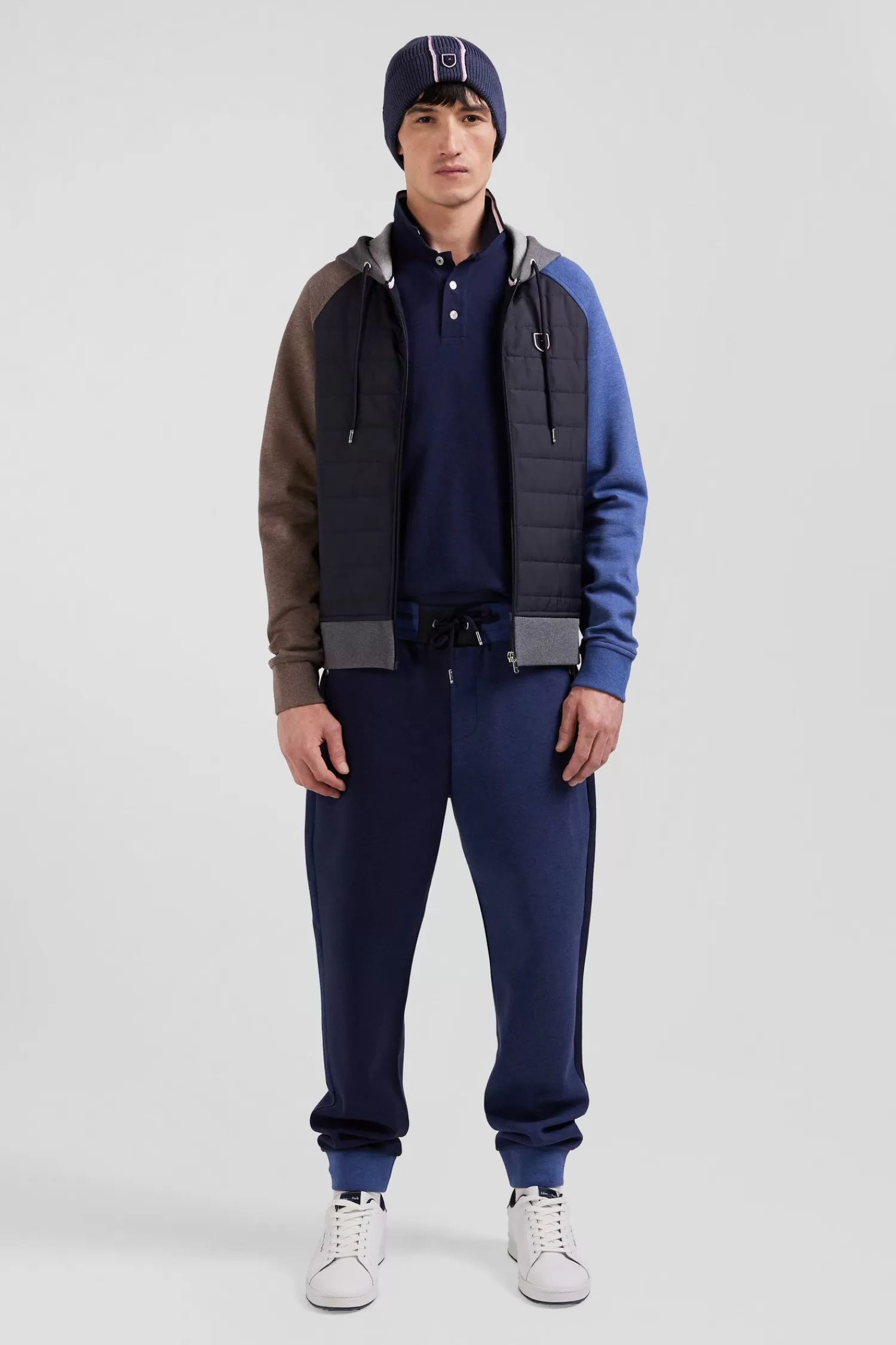 Eden Park Regular grey cotton blend sweatshirt with padded front< Sweatshirts