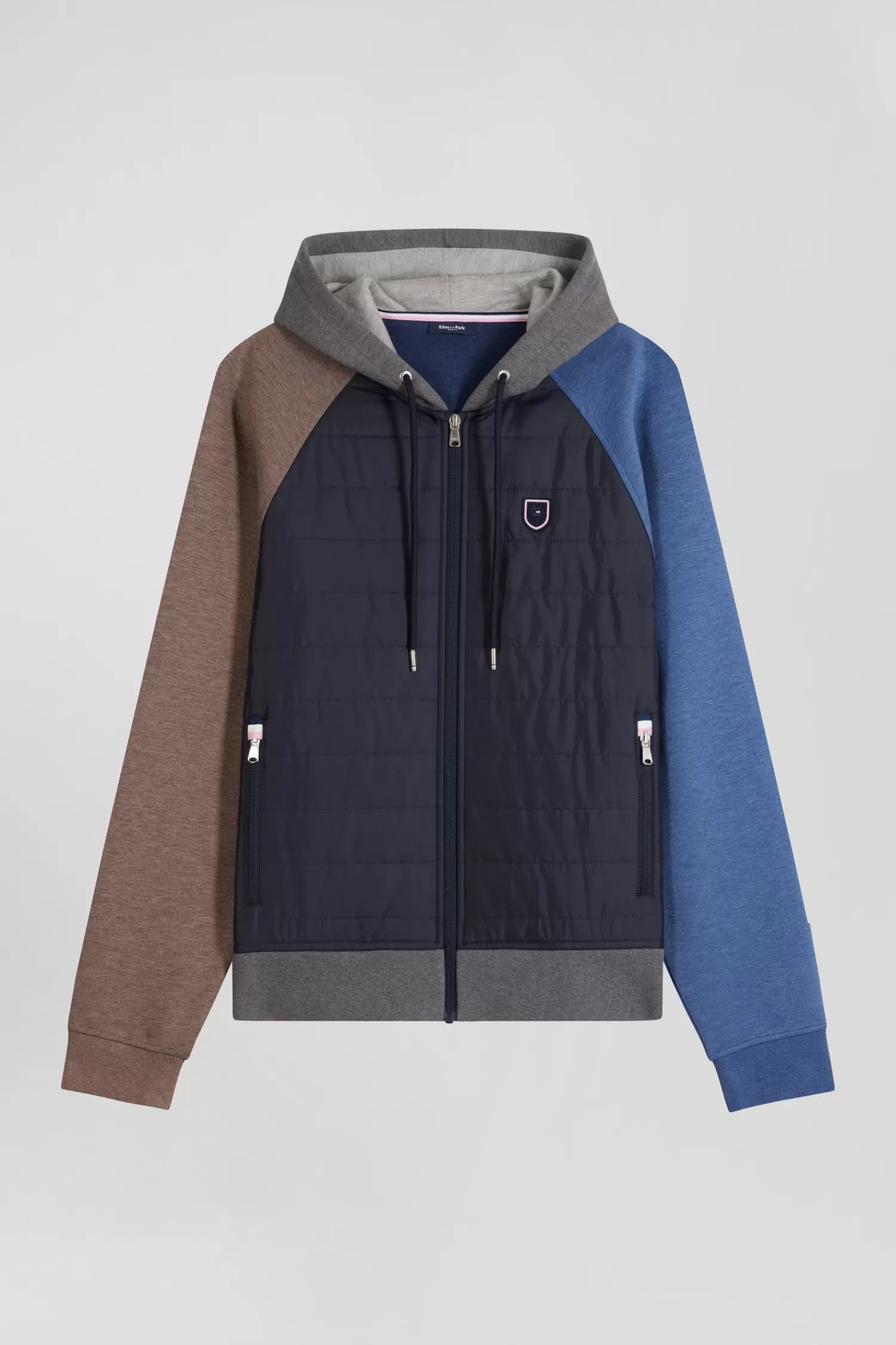 Eden Park Regular grey cotton blend sweatshirt with padded front< Sweatshirts