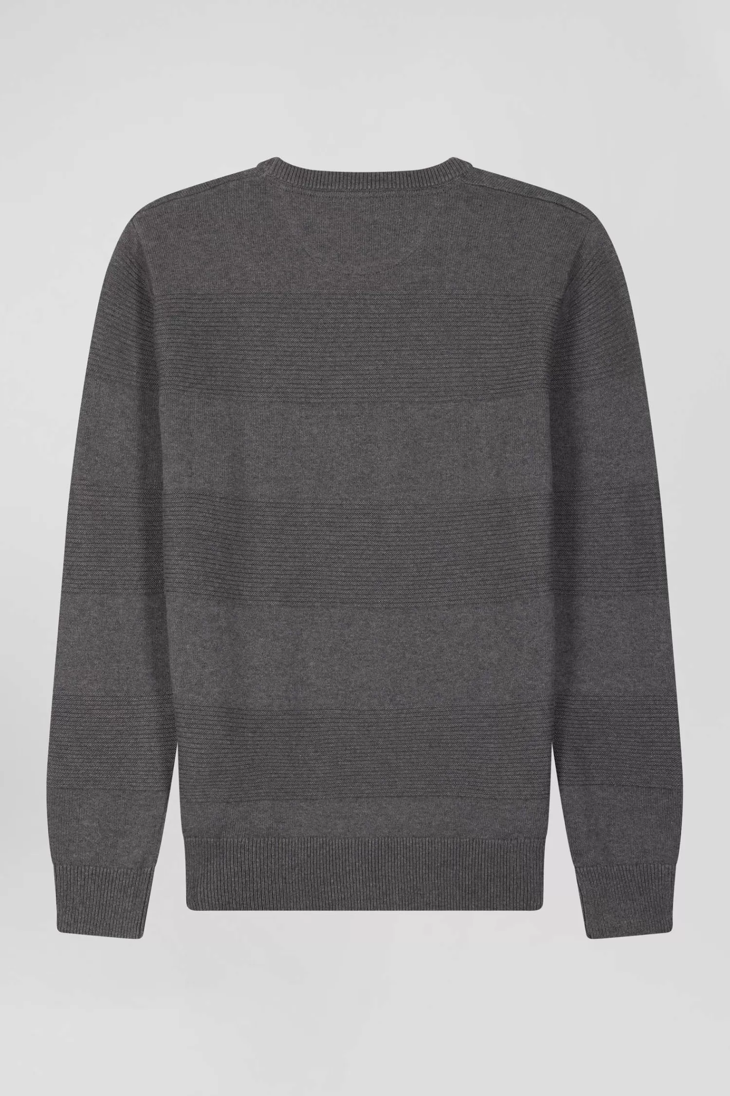 regular_grey_cotton_crew_neck_jumper_with_knit_patterns_3.webp Eden Park Regular grey cotton crew neck jumper with knit patterns< Sweaters