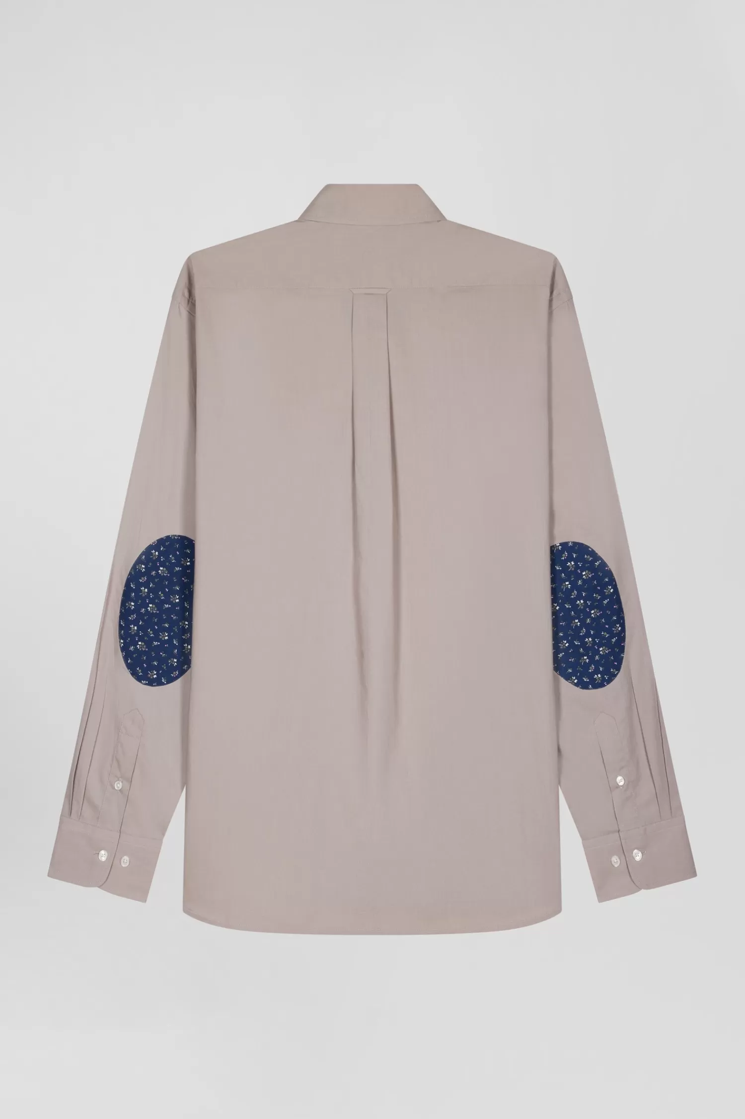 regular_grey_cotton_poplin_shirt_with_buttondown_collar_and_printed_elbow_patches_3.webp Eden Park Regular grey cotton poplin shirt with button-down collar and printed elbow patches< Shirts