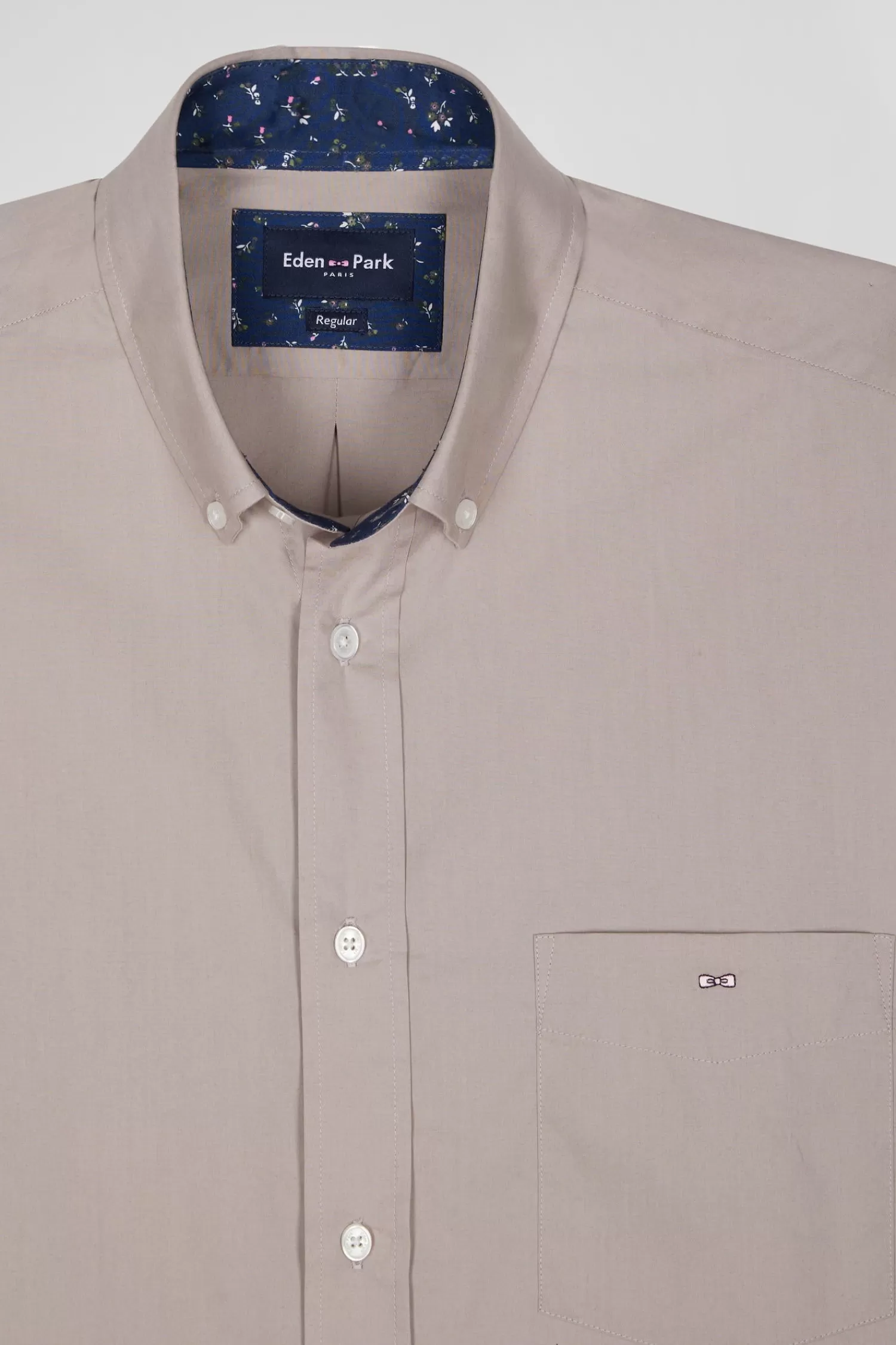 regular_grey_cotton_poplin_shirt_with_buttondown_collar_and_printed_elbow_patches_6.webp Eden Park Regular grey cotton poplin shirt with button-down collar and printed elbow patches< Shirts