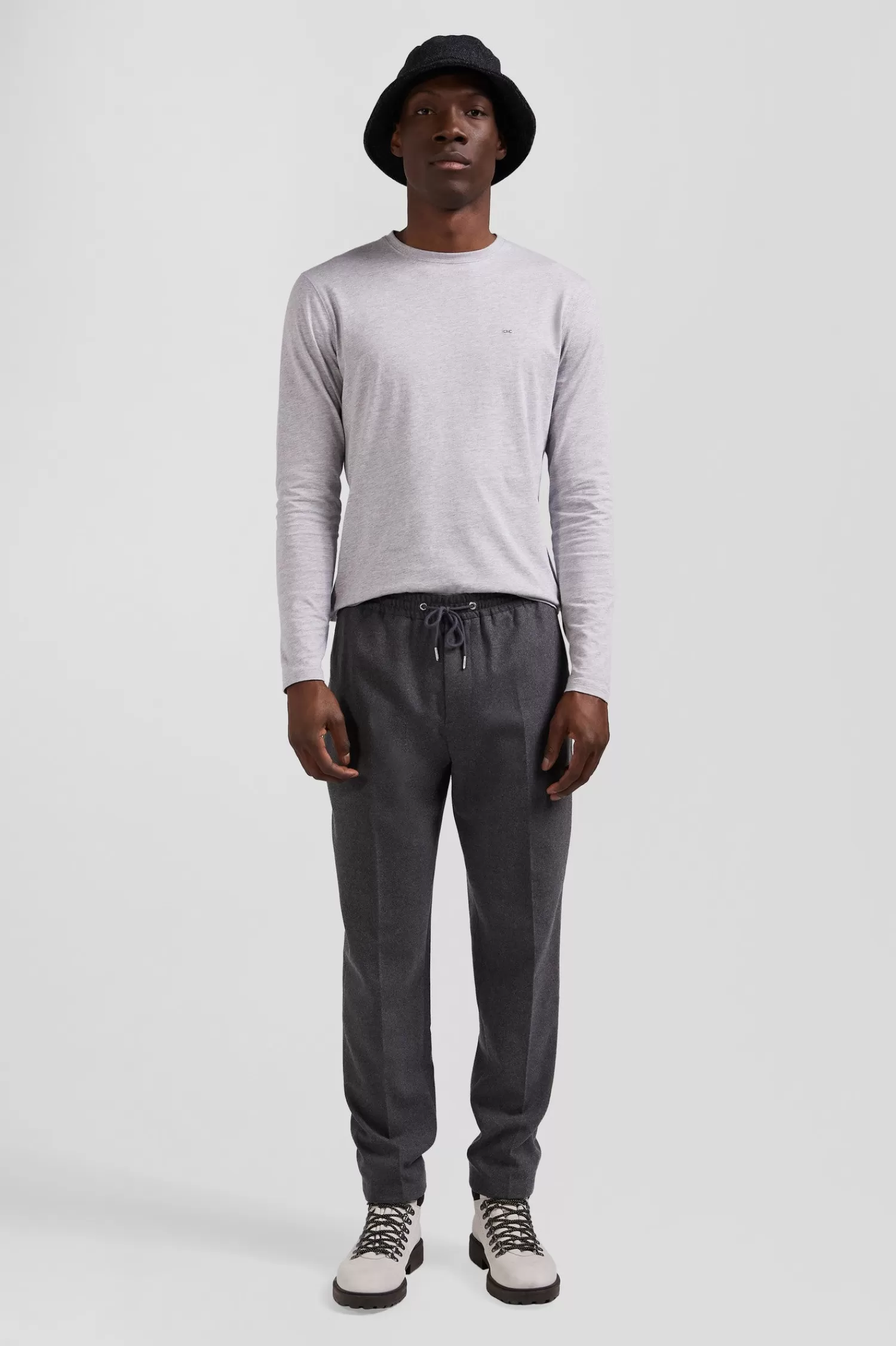 Eden Park Regular grey long-sleeved cotton T-shirt< T-shirts