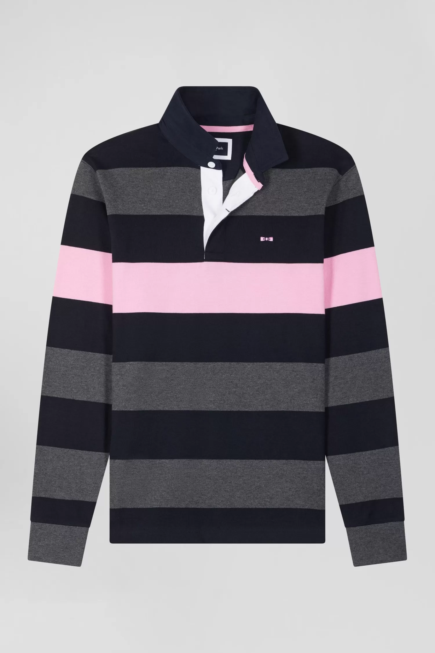 Eden Park Regular grey long-sleeved striped cotton rugby shirt< Rugby Shirts