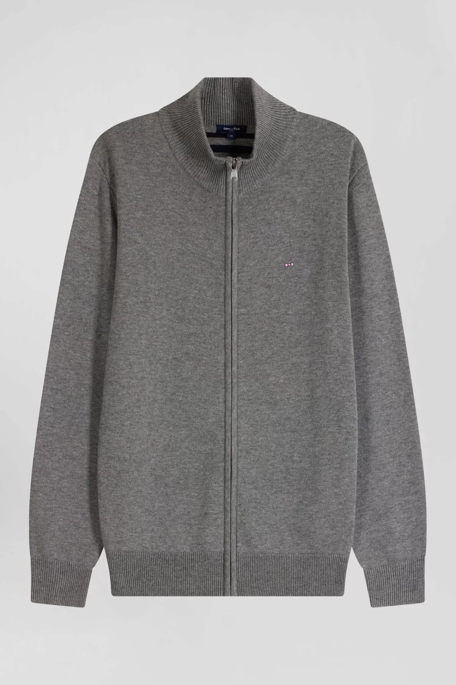 Eden Park Regular grey plain wool and cotton zipped cardigan< Cardigans