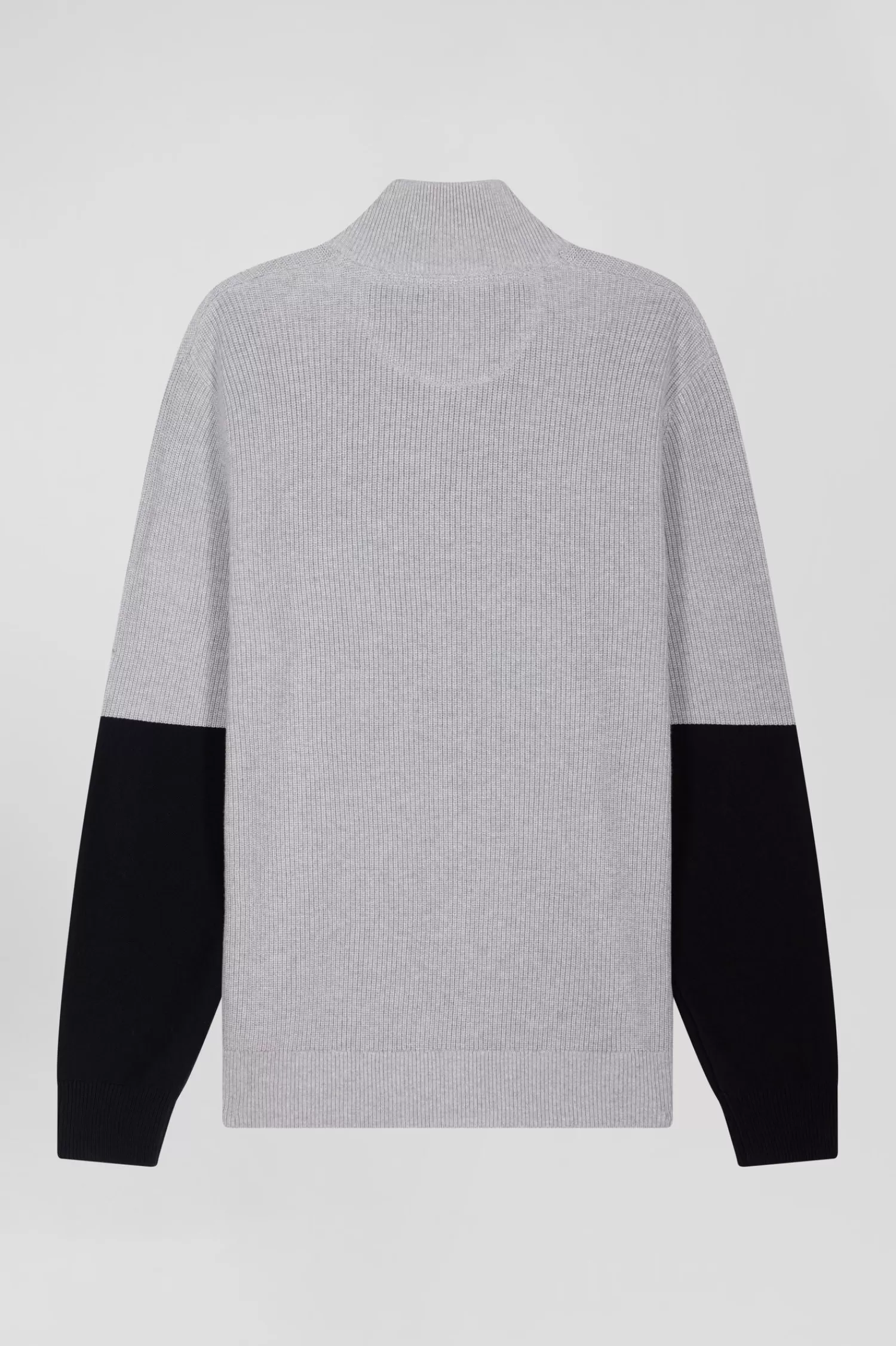 regular_grey_semizipped_cotton_jumper_with_knit_patterns_3.webp Eden Park Regular grey semi-zipped cotton jumper with knit patterns< Sweaters