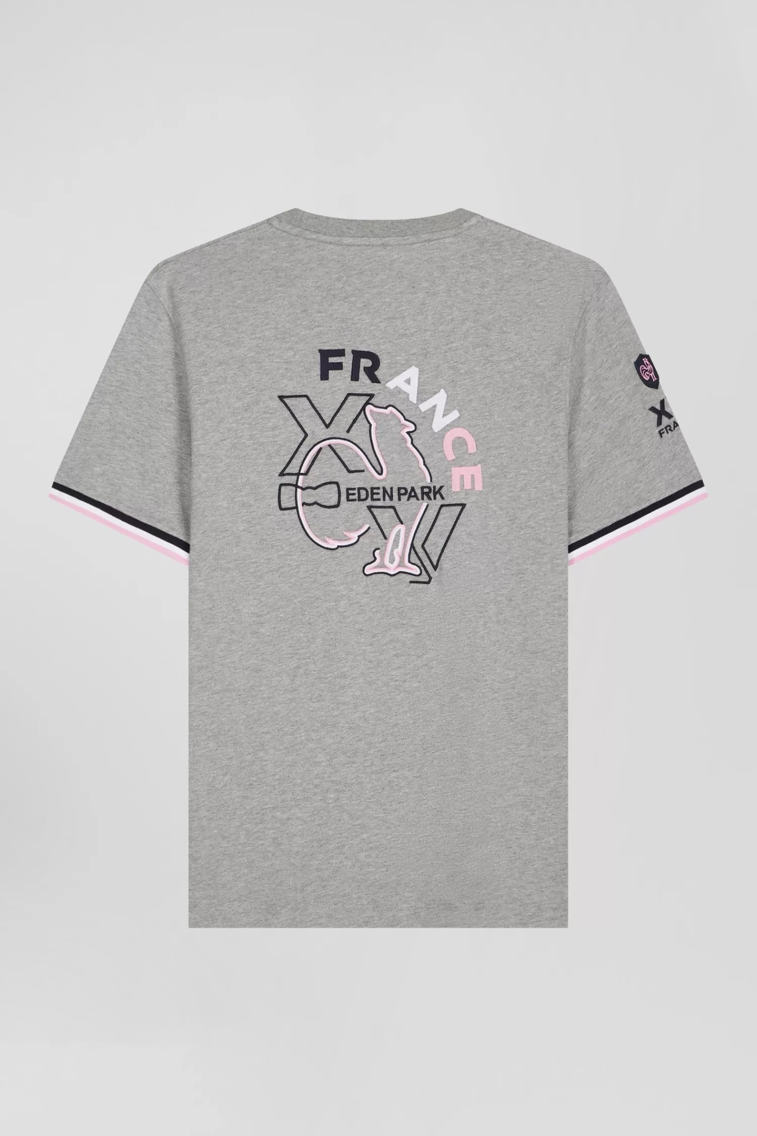 Eden Park Regular grey short-sleeved cotton T-shirt with XV de France embroidery< T-shirts