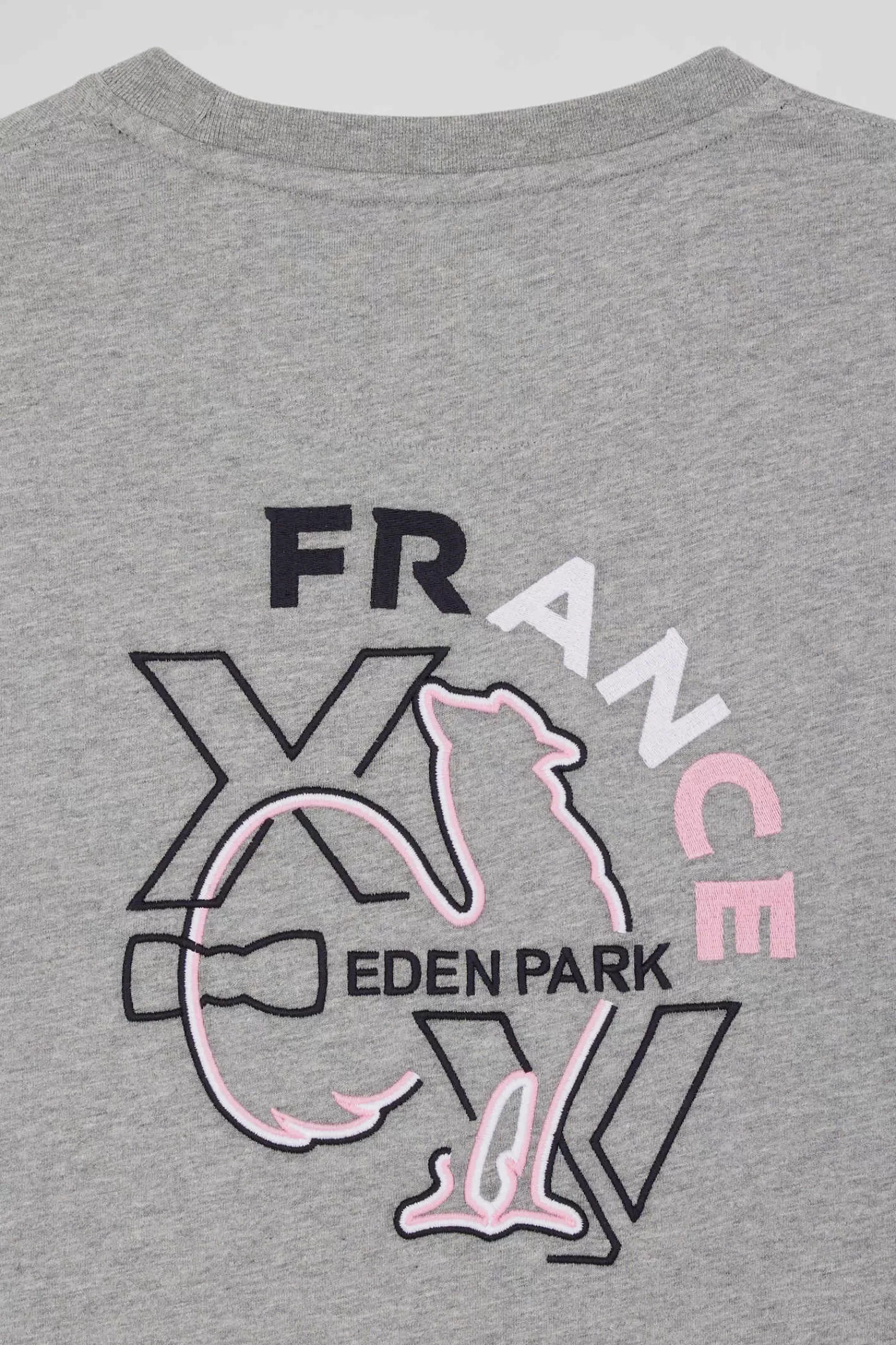 Eden Park Regular grey short-sleeved cotton T-shirt with XV de France embroidery< T-shirts