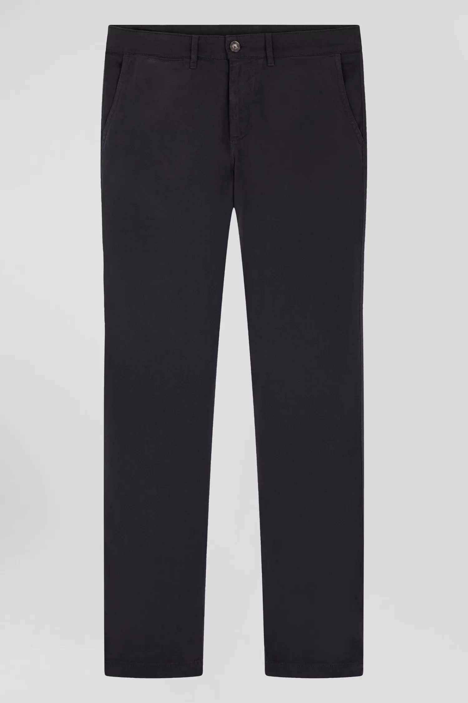 Eden Park Regular grey stretch cotton piqué and modal chino trousers< Pants
