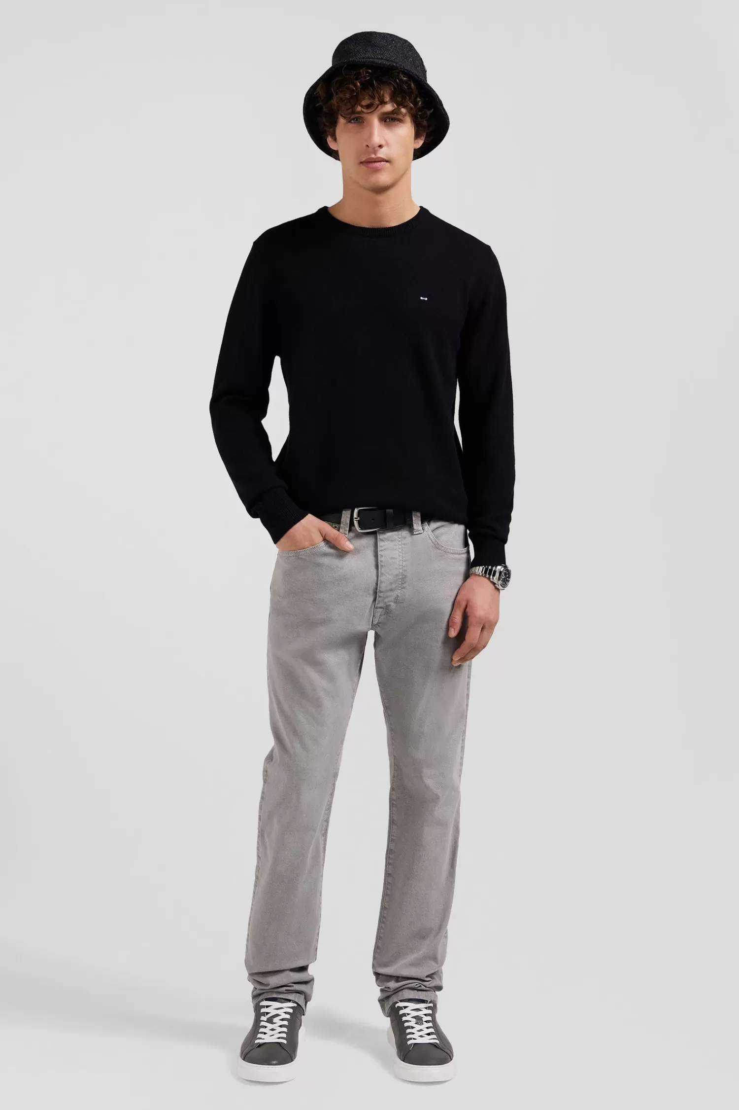 Eden Park Regular grey stretch cotton 5-pocket trousers< Pants