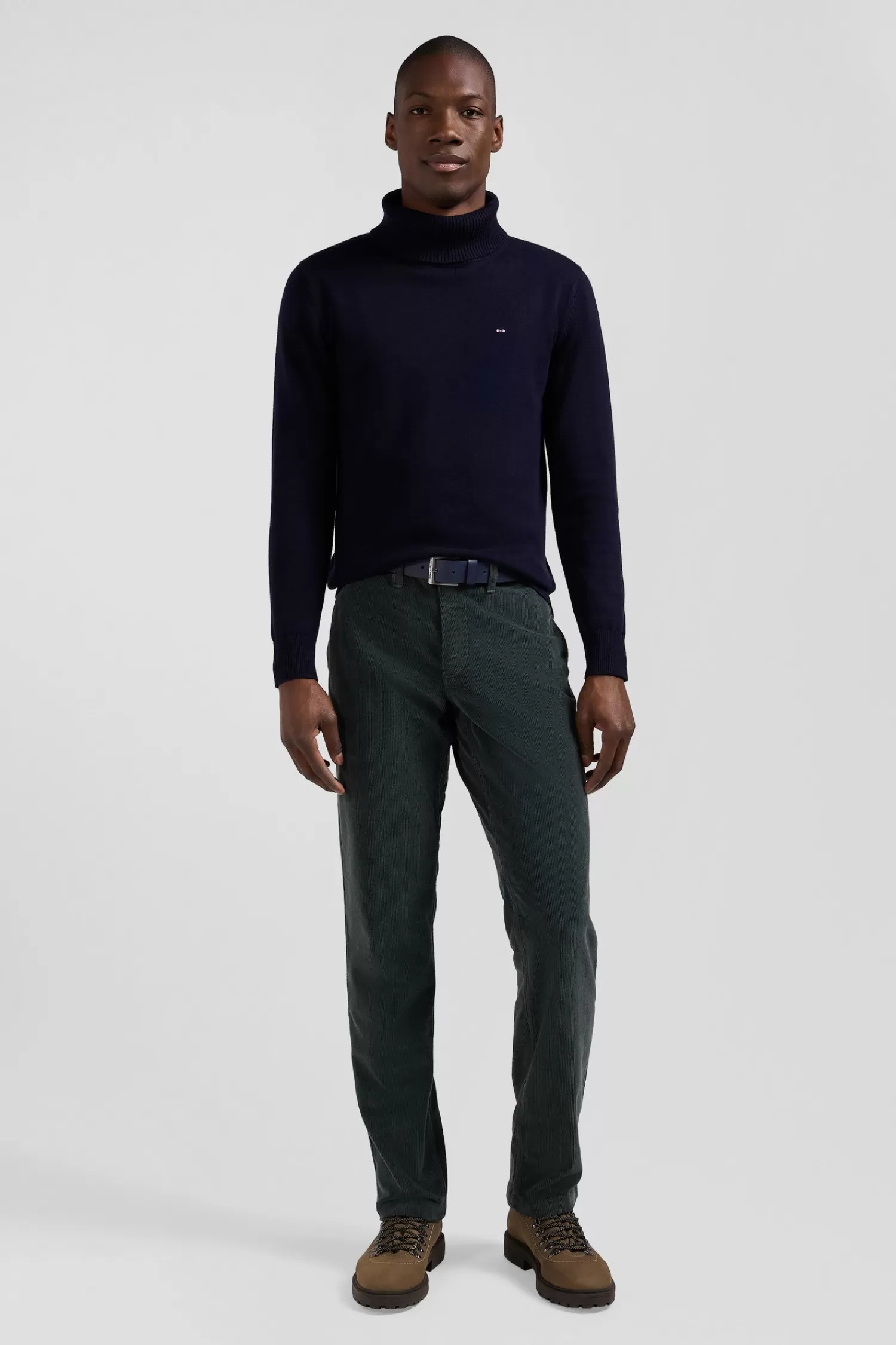 Eden Park Regular grey stretch cotton velvet chino trousers< Pants