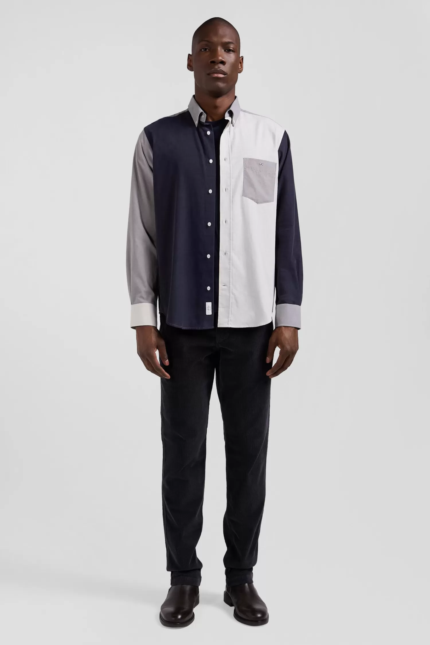Eden Park Regular grey tricolour cotton shirt< Shirts