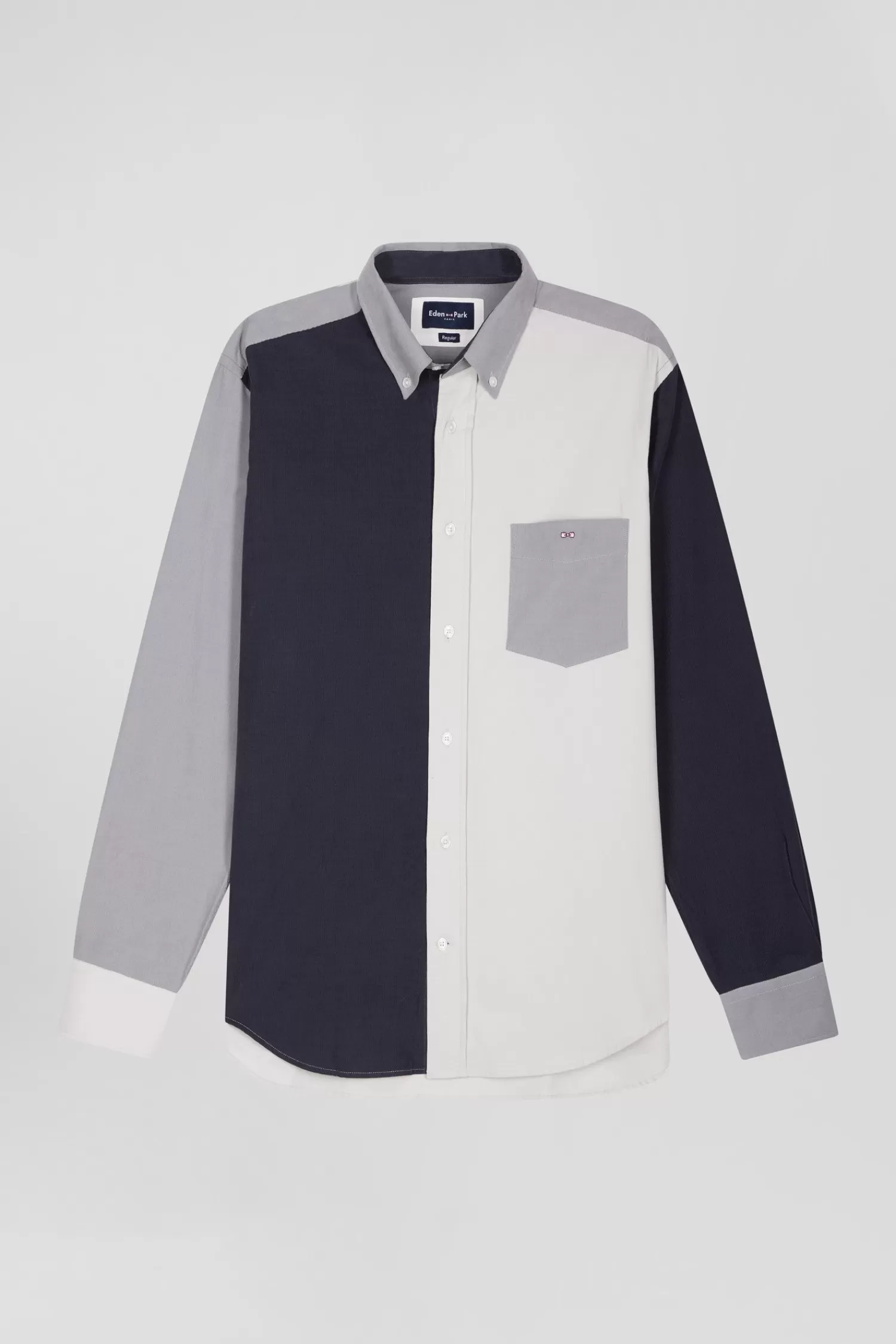Eden Park Regular grey tricolour cotton shirt< Shirts