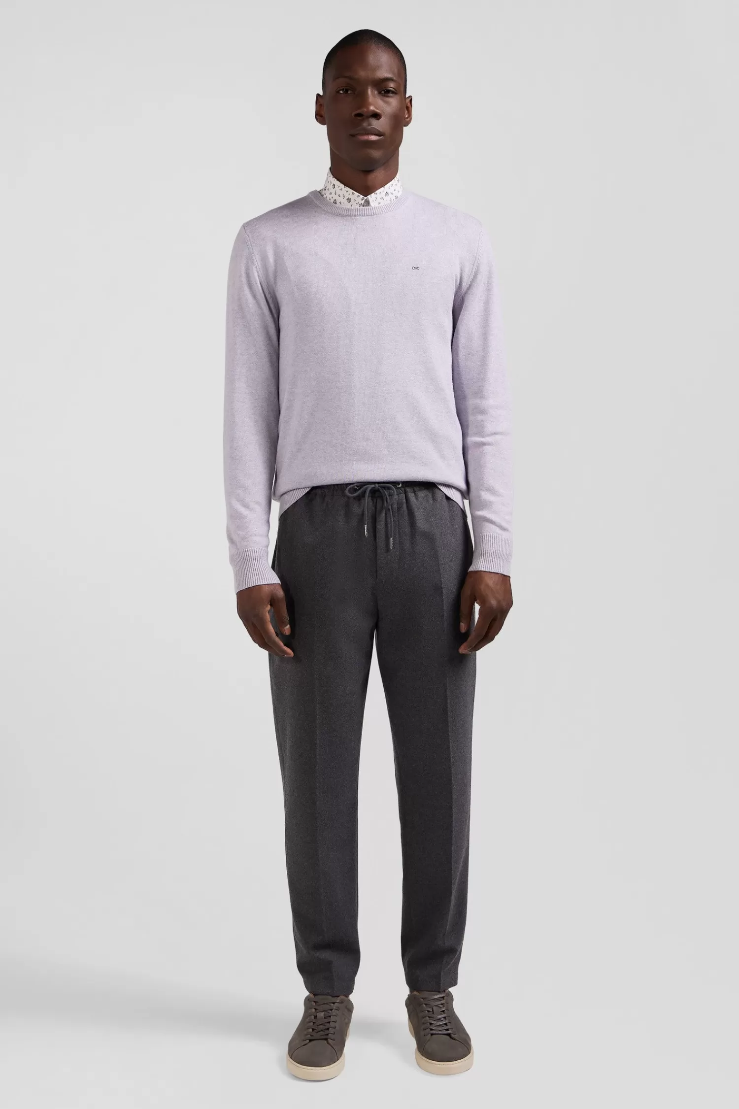 Eden Park Regular grey wool and cotton crew neck jumper< Sweaters