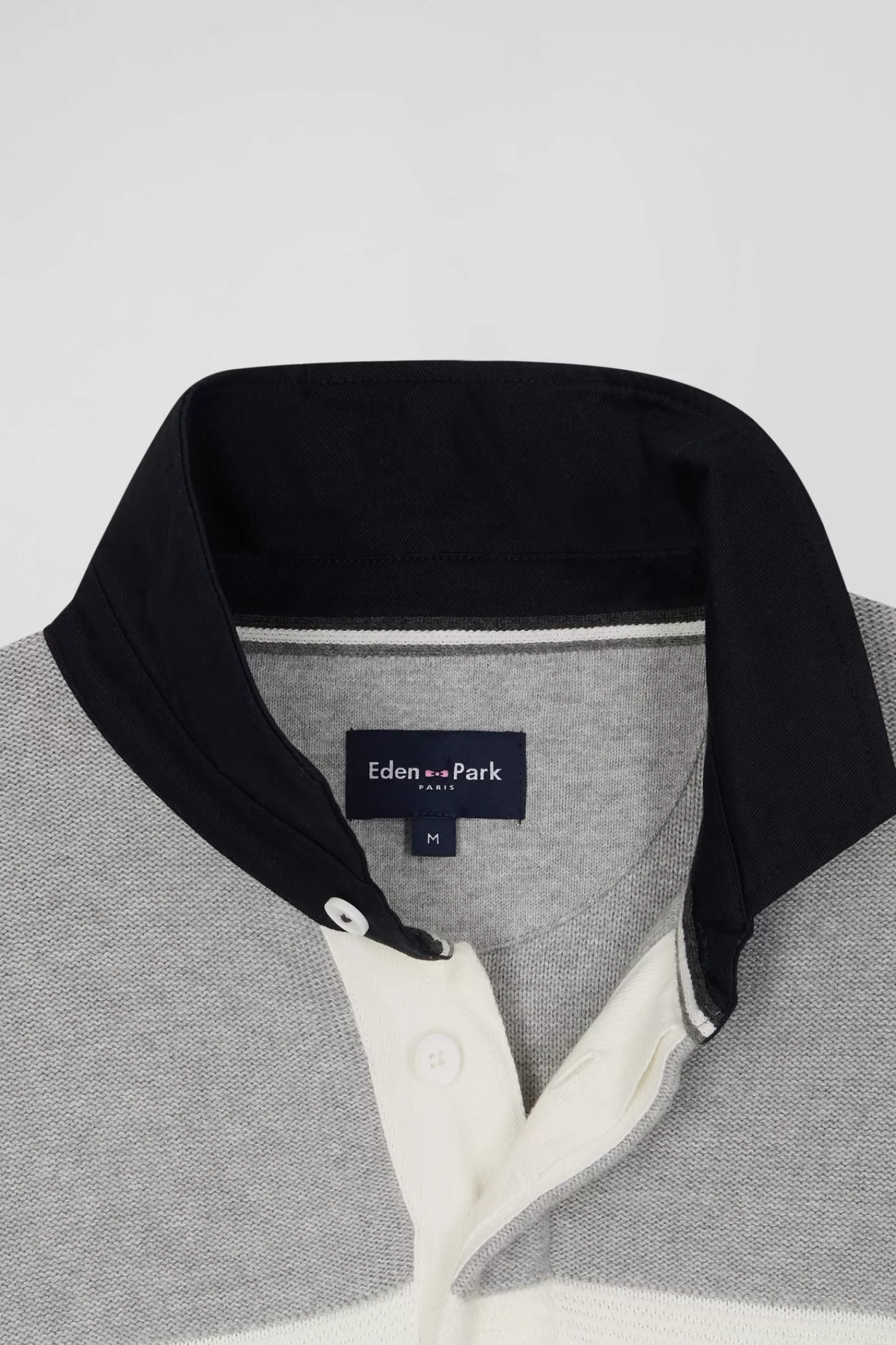 regular_grey_wool_and_cotton_jumper_with_knit_patterns_and_rugby_shirt_collar_8.webp Eden Park Regular grey wool and cotton jumper with knit patterns and rugby shirt collar< Sweaters