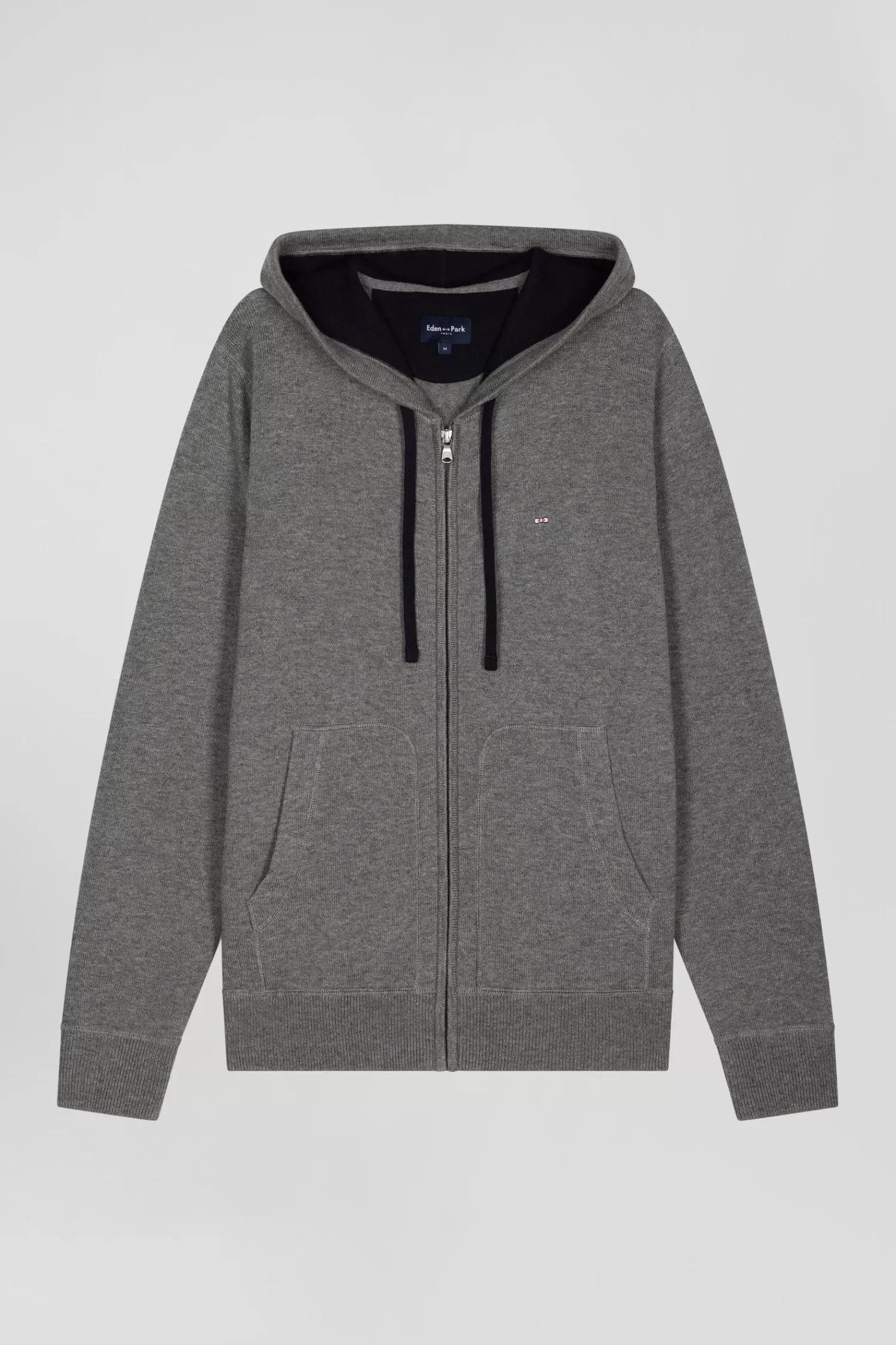 Eden Park Regular grey wool and cotton knitted zip-up jumper< Cardigans