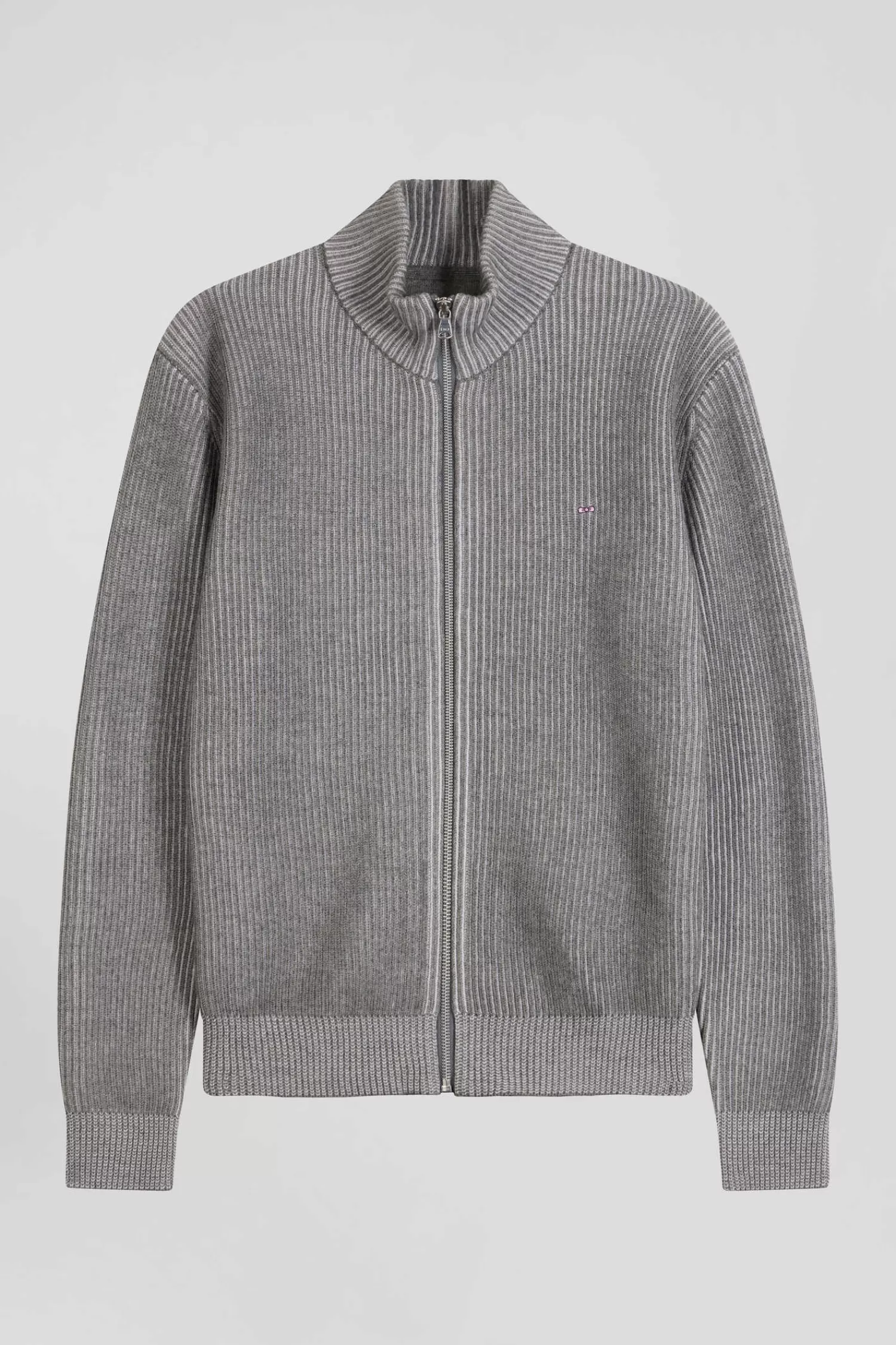Eden Park Regular grey wool and cotton zipped cardigan< Cardigans