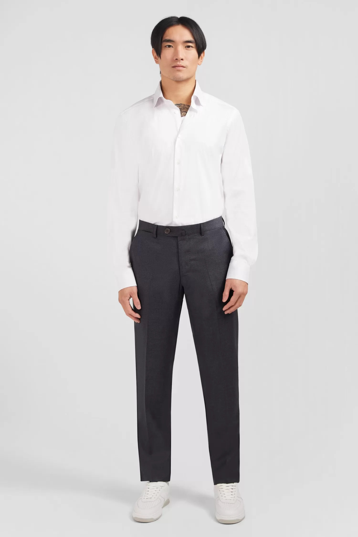 Eden Park Regular grey wool trousers with broken fold< Pants