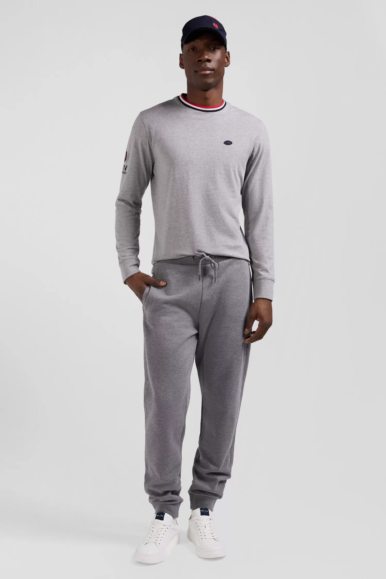 Eden Park Regular grey XV de France long-sleeved cotton T-shirt< T-shirts