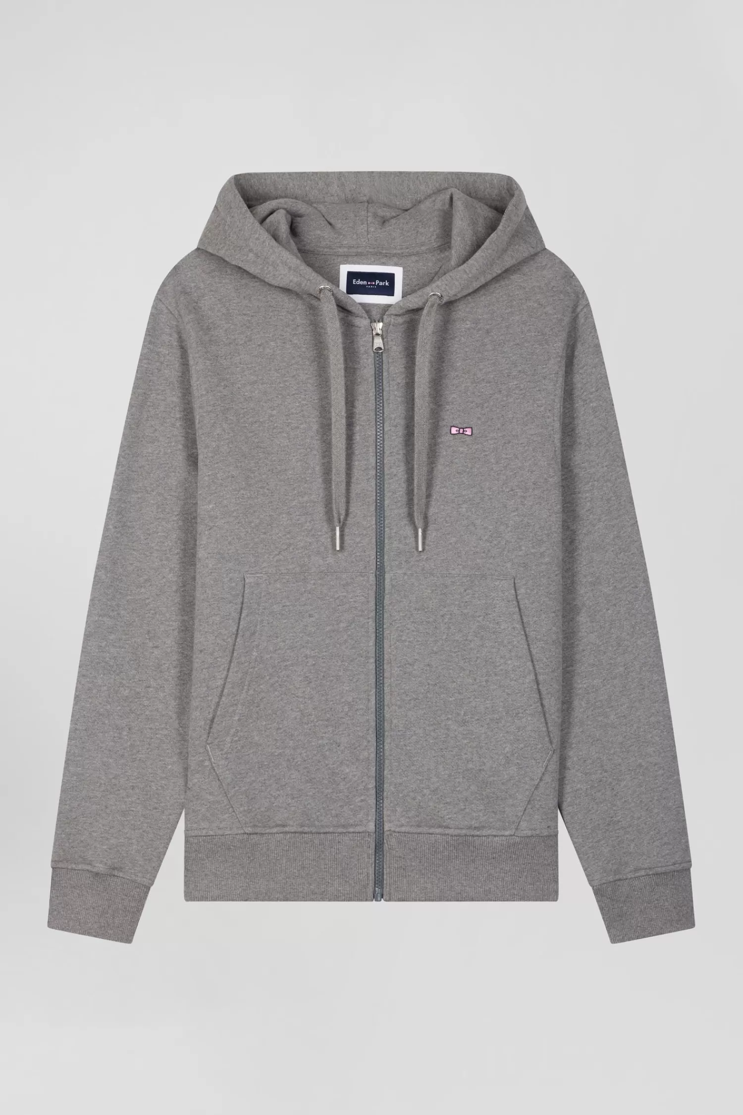 Eden Park Regular grey zipped brushed cotton fleece hoodie< Sweatshirts