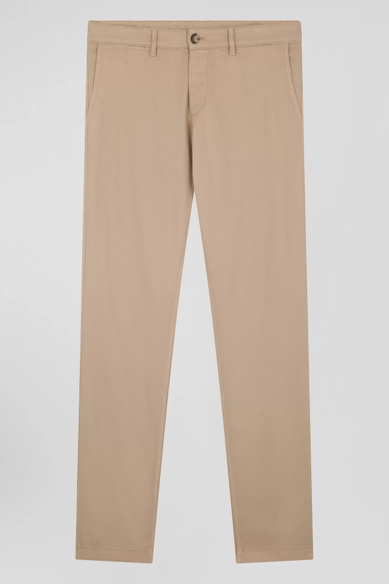 Eden Park Regular hemp-coloured stretch cotton piqué and modal chino trousers< Pants