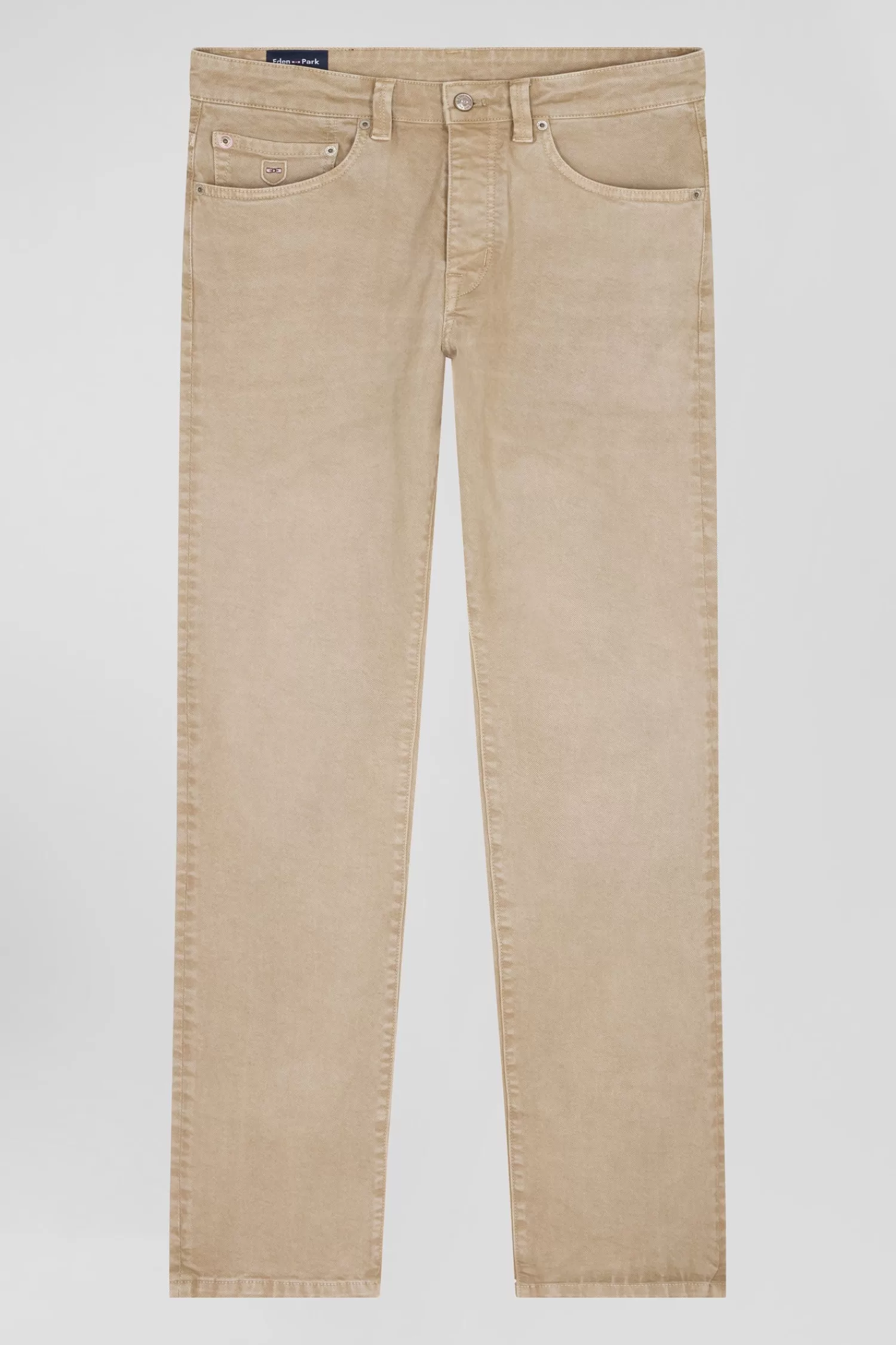 Eden Park Regular hemp-coloured stretch cotton 5-pocket trousers< Pants