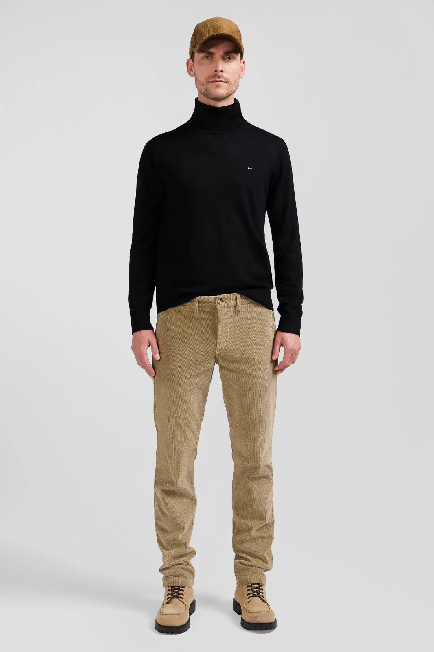 Eden Park Regular hemp-coloured stretch cotton velvet chino trousers< Pants