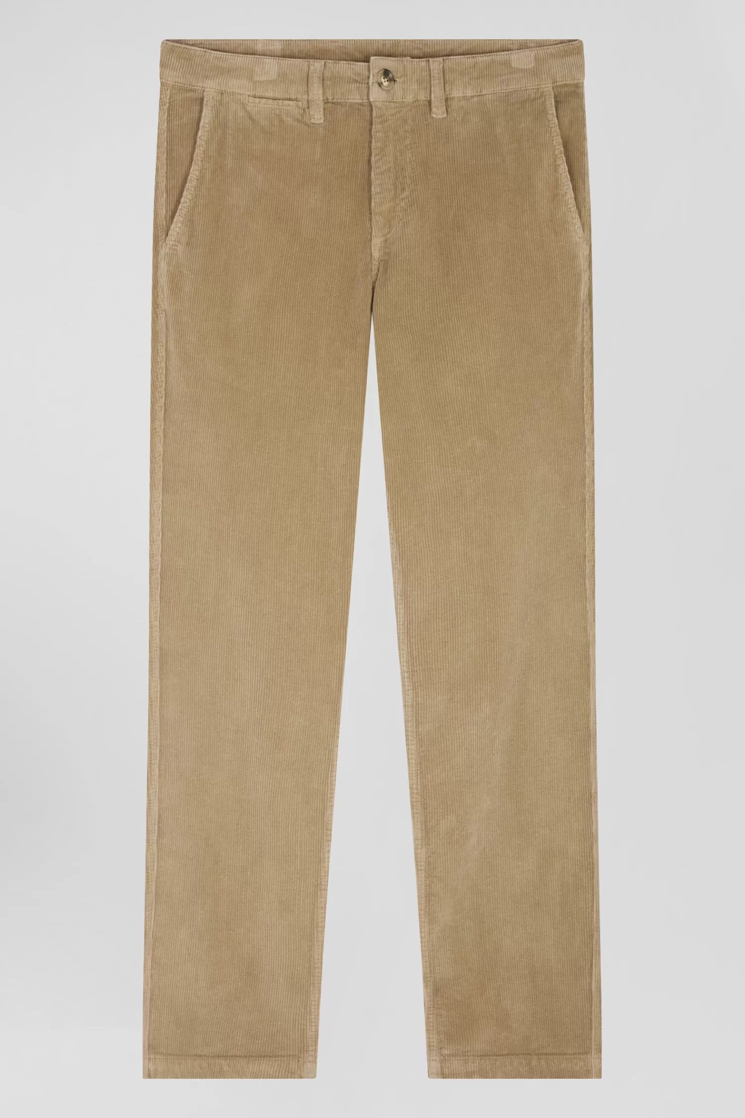 Eden Park Regular hemp-coloured stretch cotton velvet chino trousers< Pants