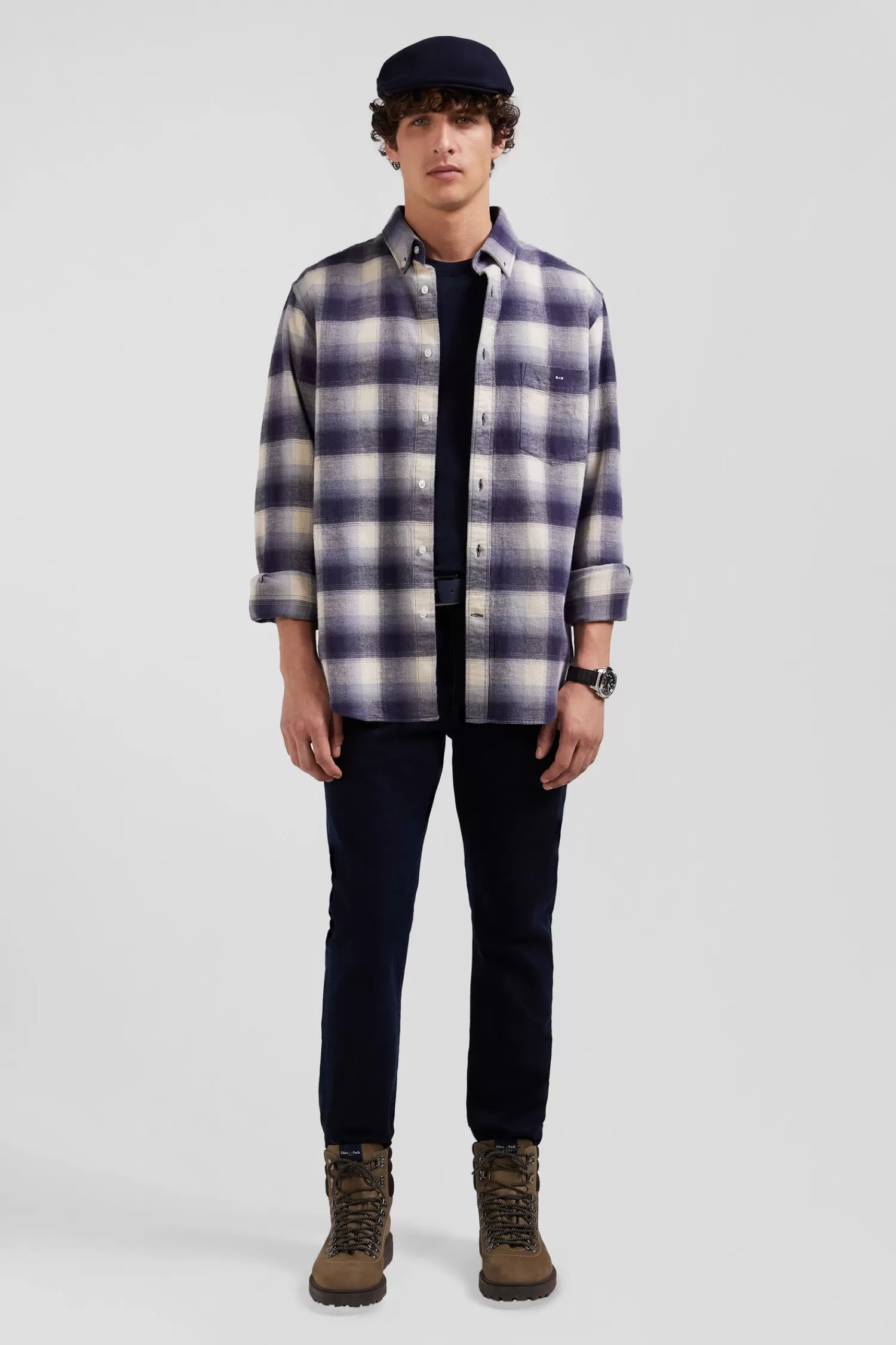Eden Park Regular indigo checked cotton shirt< Shirts