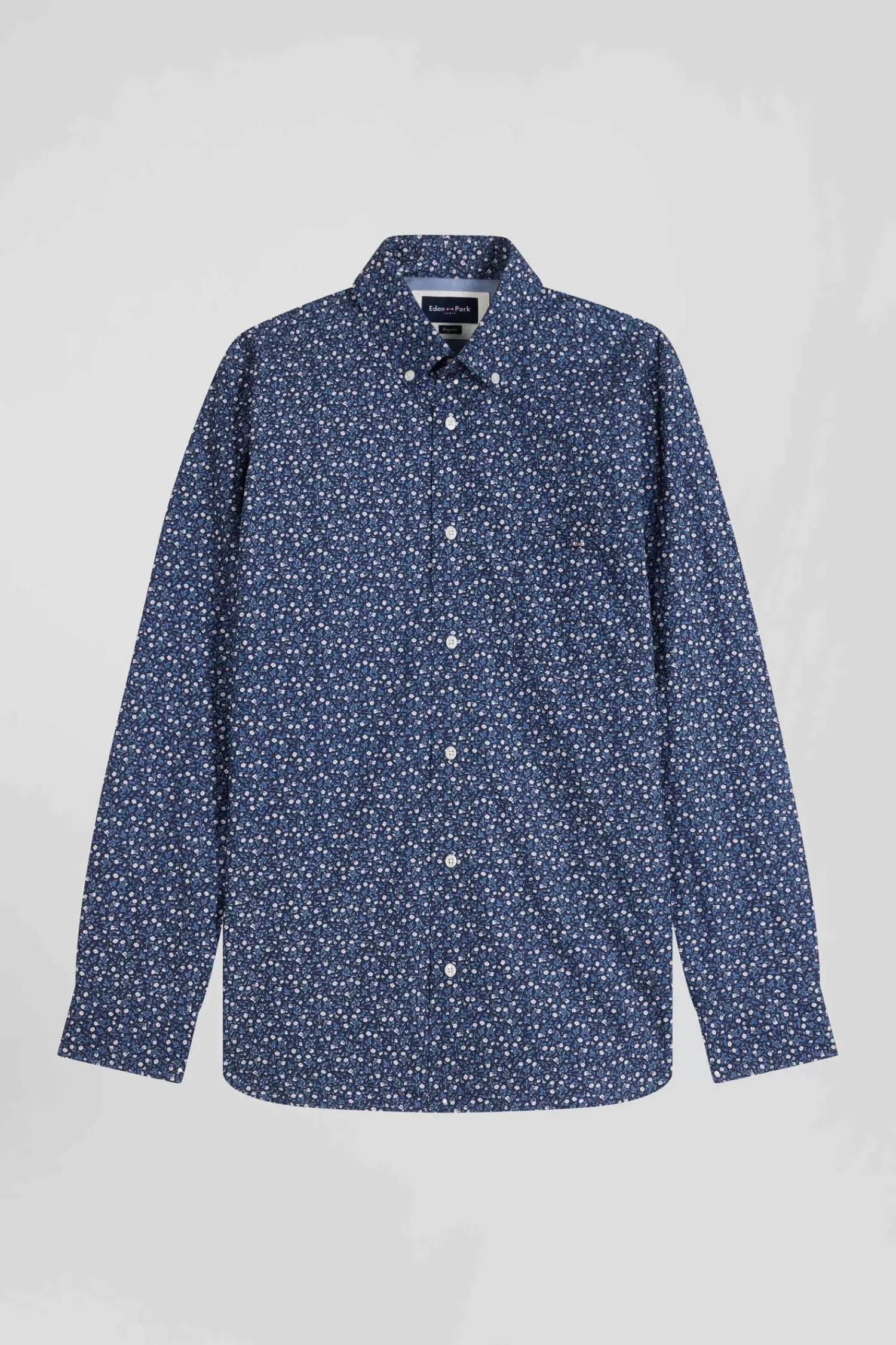 Eden Park Regular indigo cotton shirt with microprint< Shirts