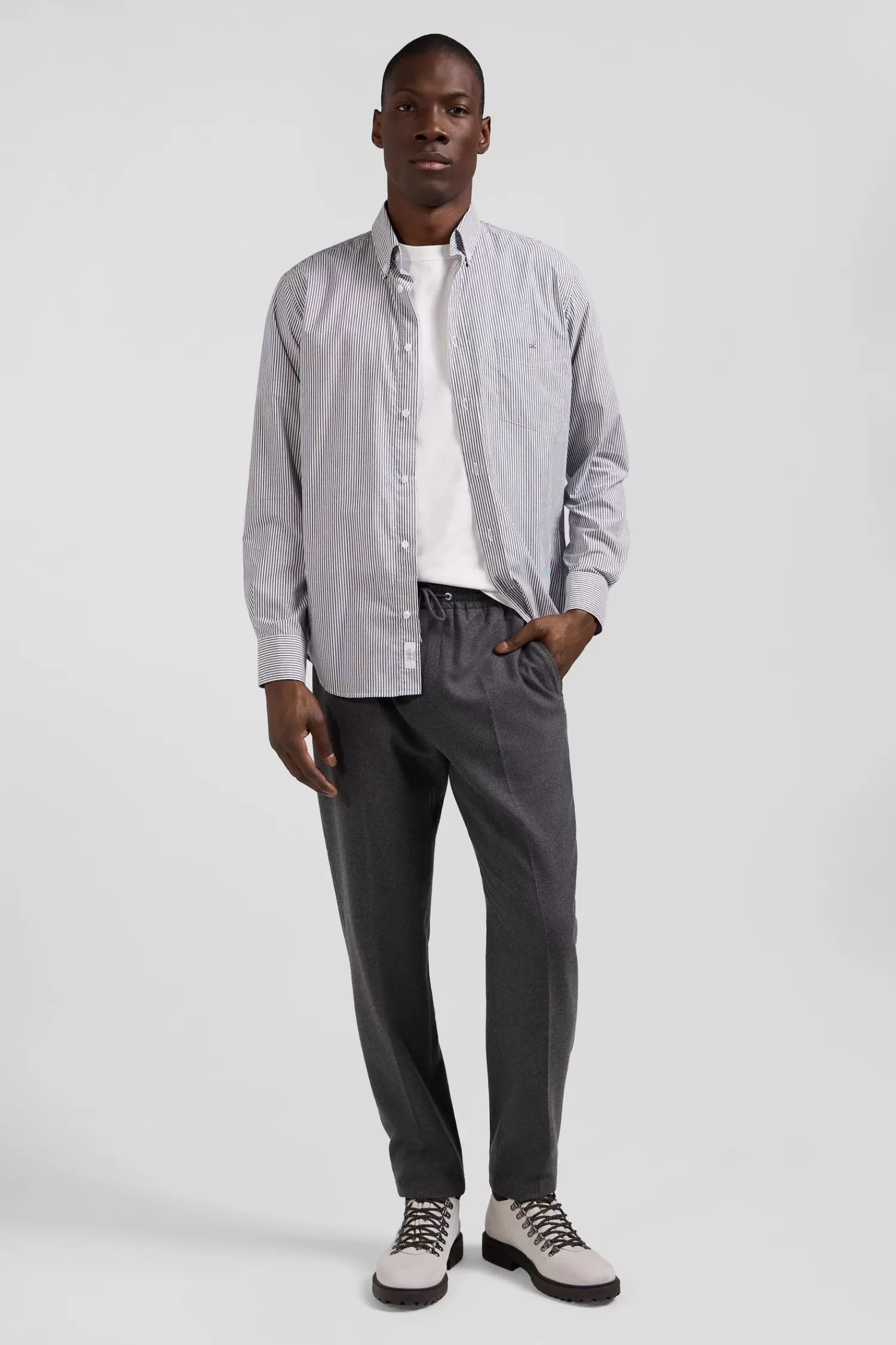 Eden Park Regular indigo striped cotton jacquard shirt< Shirts