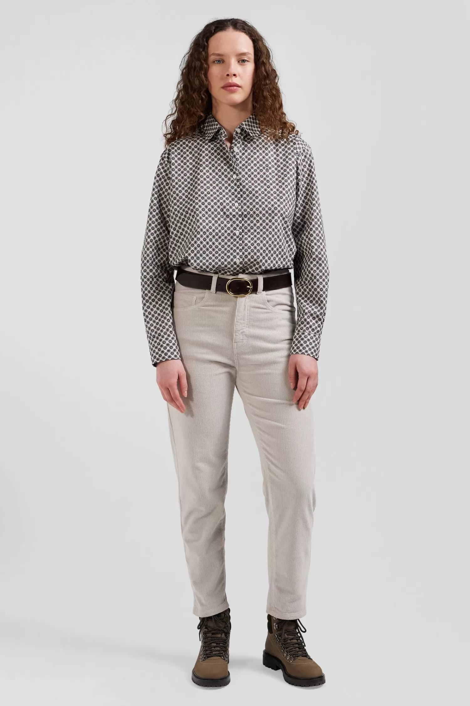 Eden Park Regular ivory graphic microprint cotton shirt<Women Shirts | Shirts