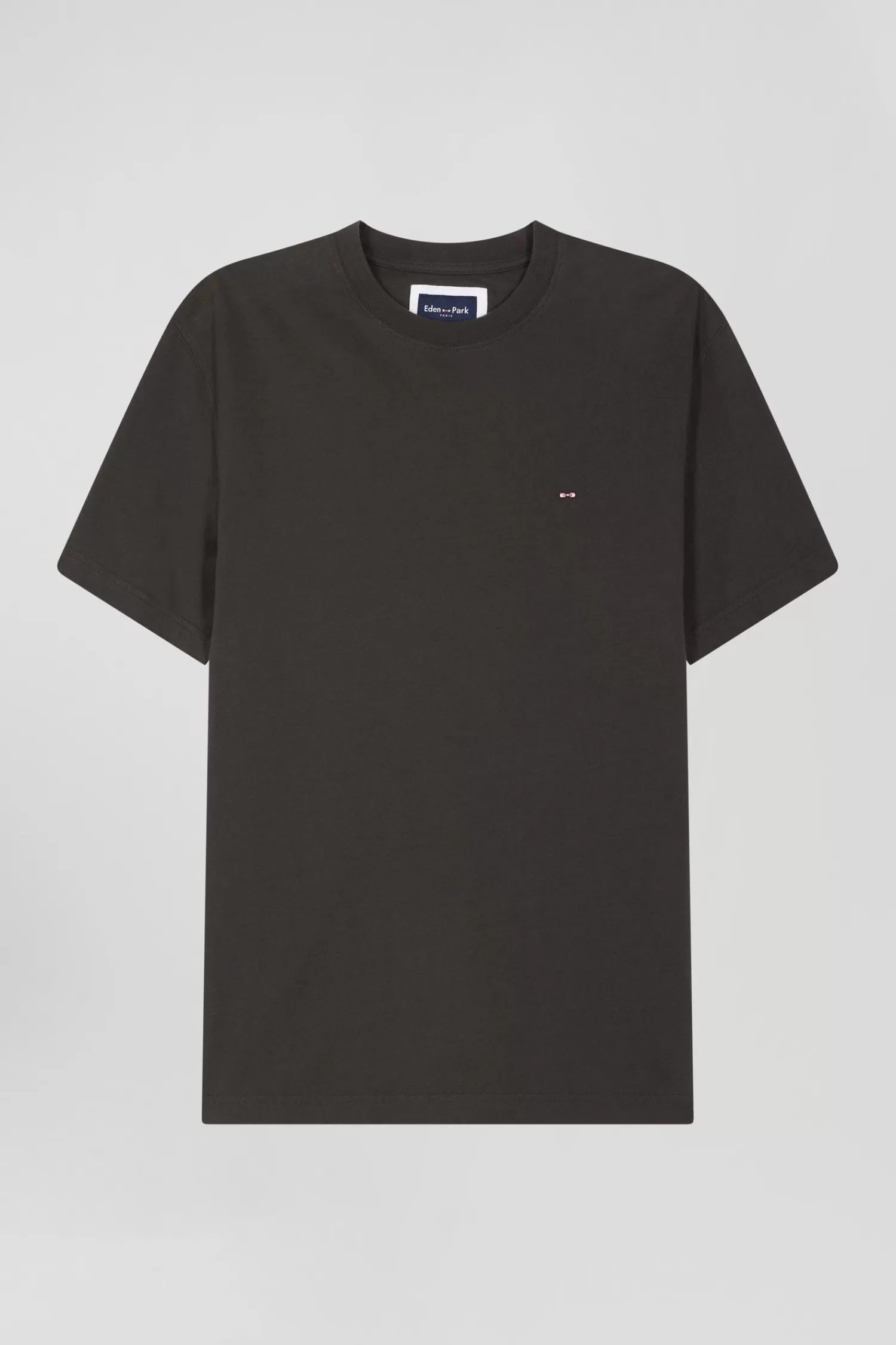 Eden Park Regular khaki short-sleeved cotton T-shirt with back patch< T-shirts