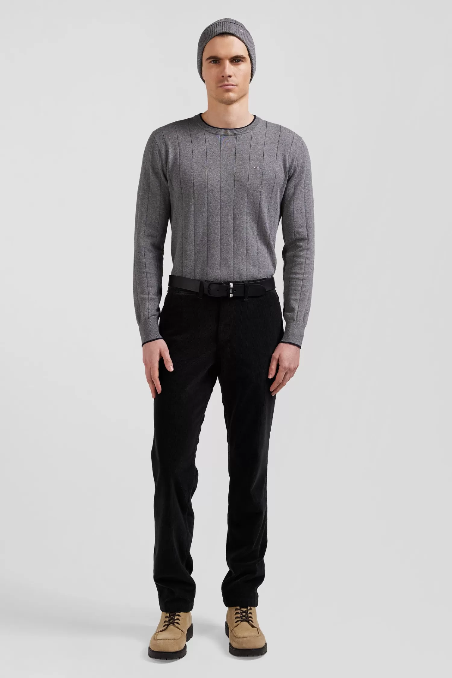 Eden Park Regular khaki stretch cotton velvet chino trousers< Pants