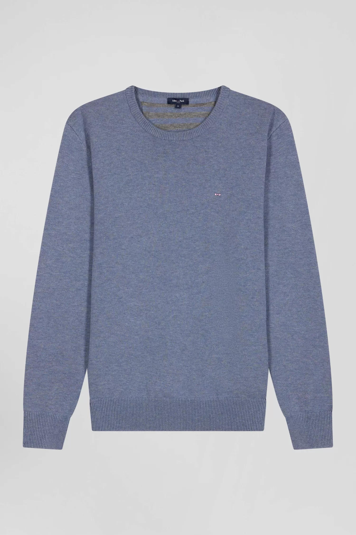 Eden Park Regular light blue wool and cotton crew neck jumper< Sweaters