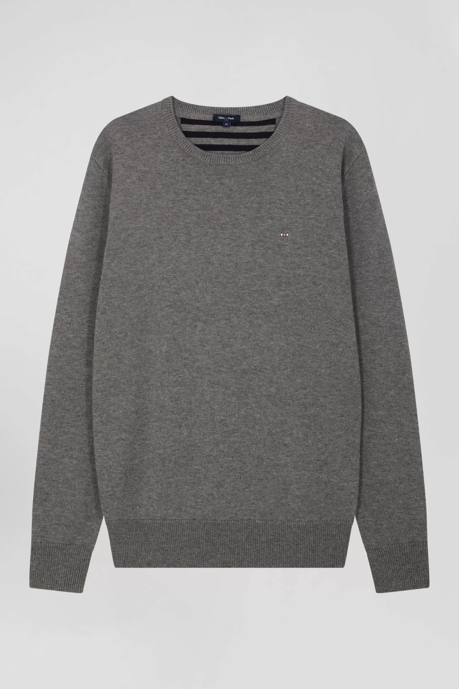 Eden Park Regular light grey wool and cotton crew neck jumper< Sweaters