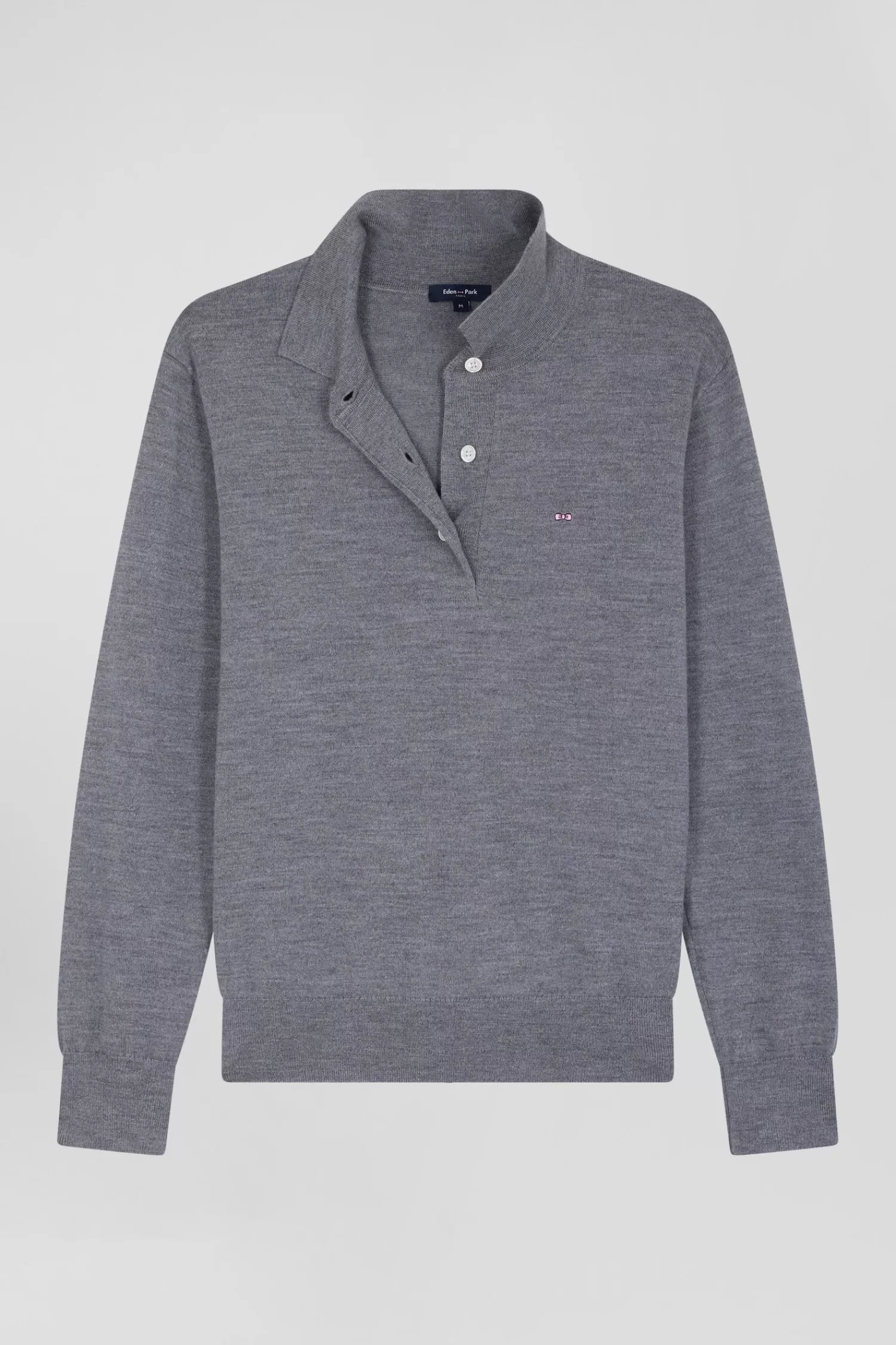 Eden Park Regular mottled grey women's wool jumper with rugby shirt collar<Women Sweaters