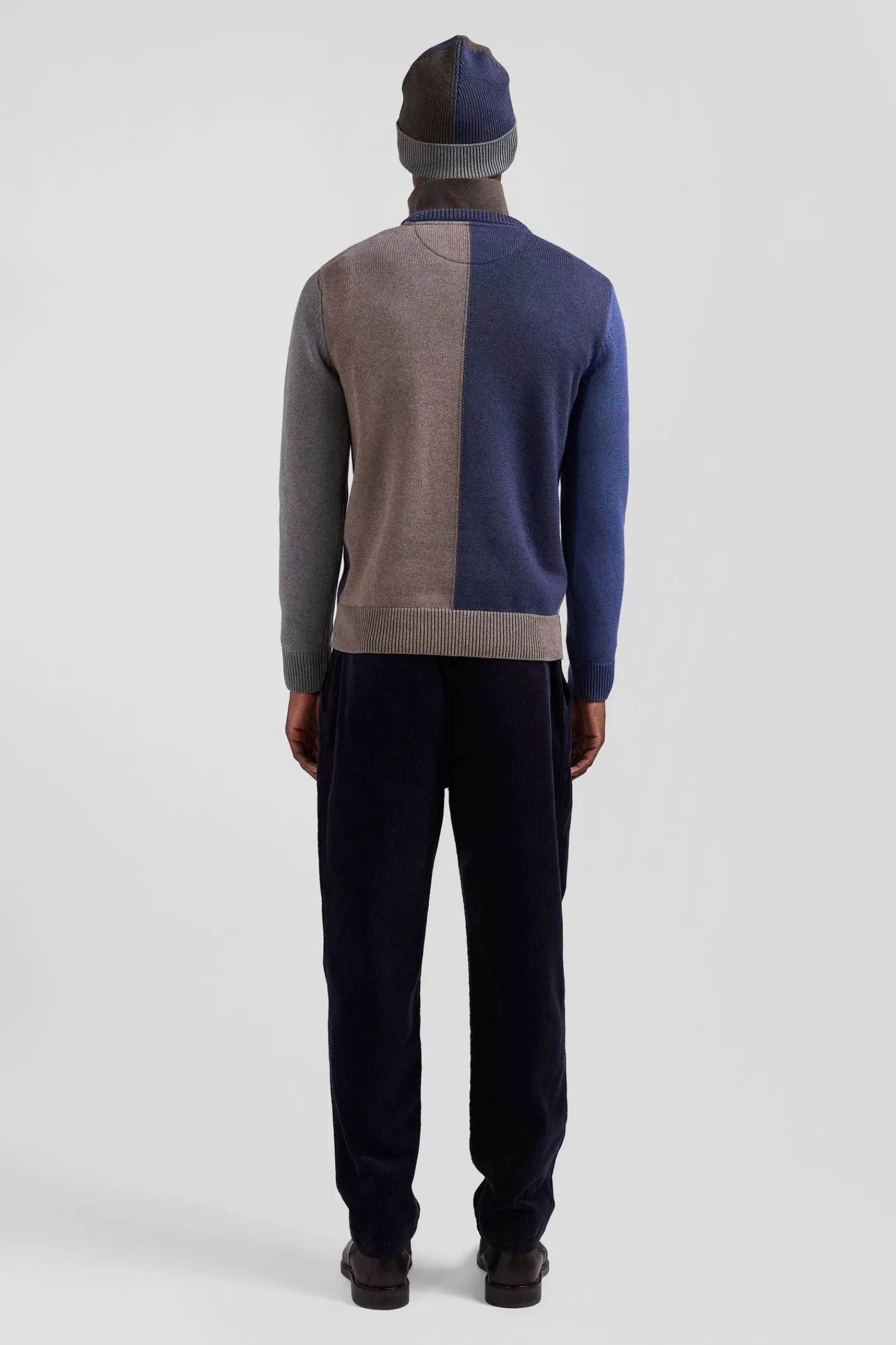regular_navy_and_brown_colourblock_cotton_crew_neck_jumper_5.webp Eden Park Regular navy and brown colourblock cotton crew neck jumper< Sweaters