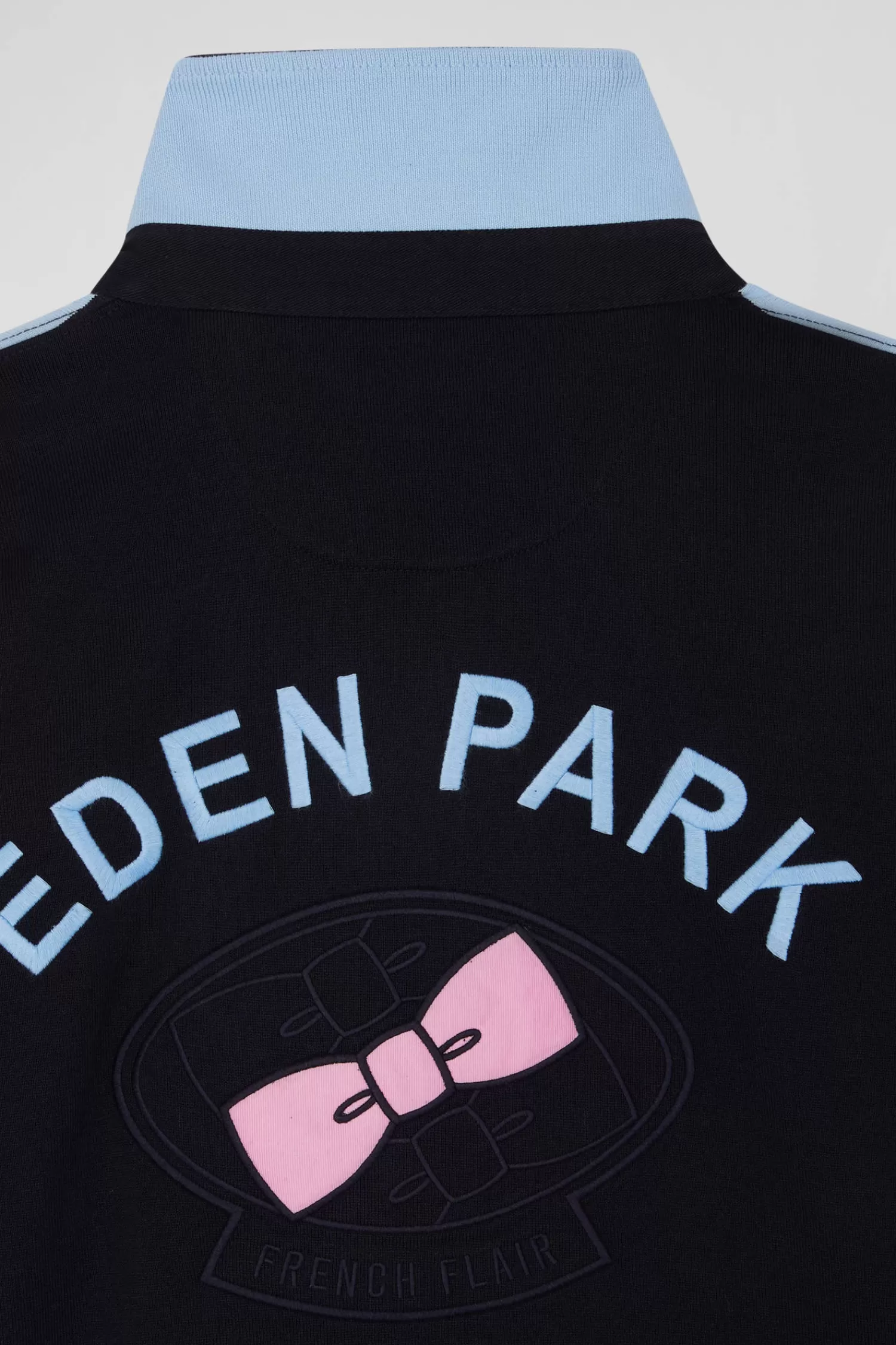 Eden Park Regular navy and sky blue striped long-sleeved cotton rugby shirt with back embroidery< Rugby Shirts