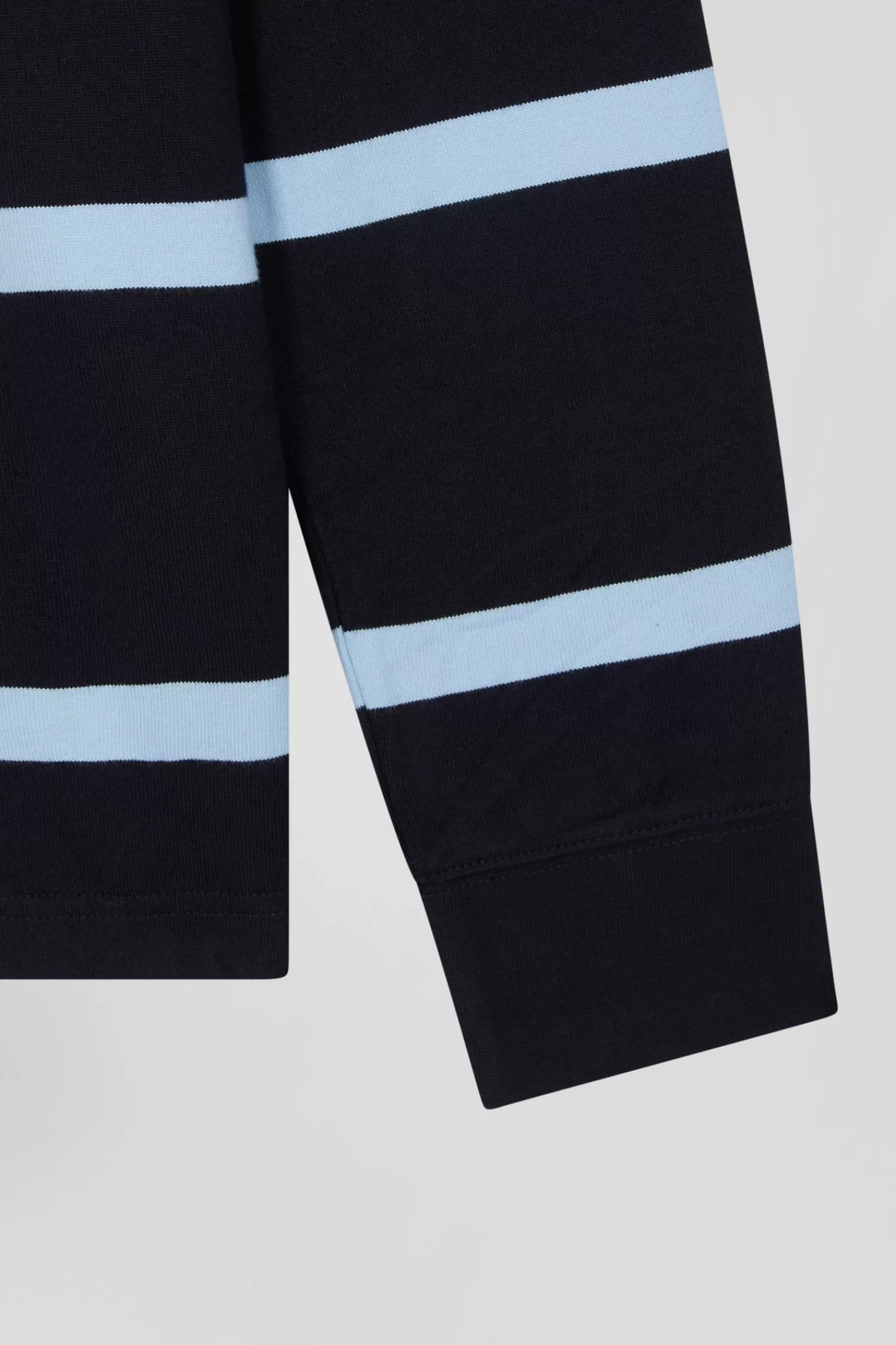 Eden Park Regular navy and sky blue striped long-sleeved cotton rugby shirt with back embroidery< Rugby Shirts