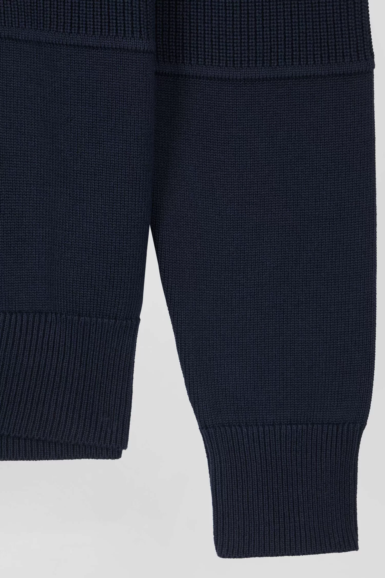 Eden Park Regular navy blue and camel cotton high collar zipped cardigan< Cardigans