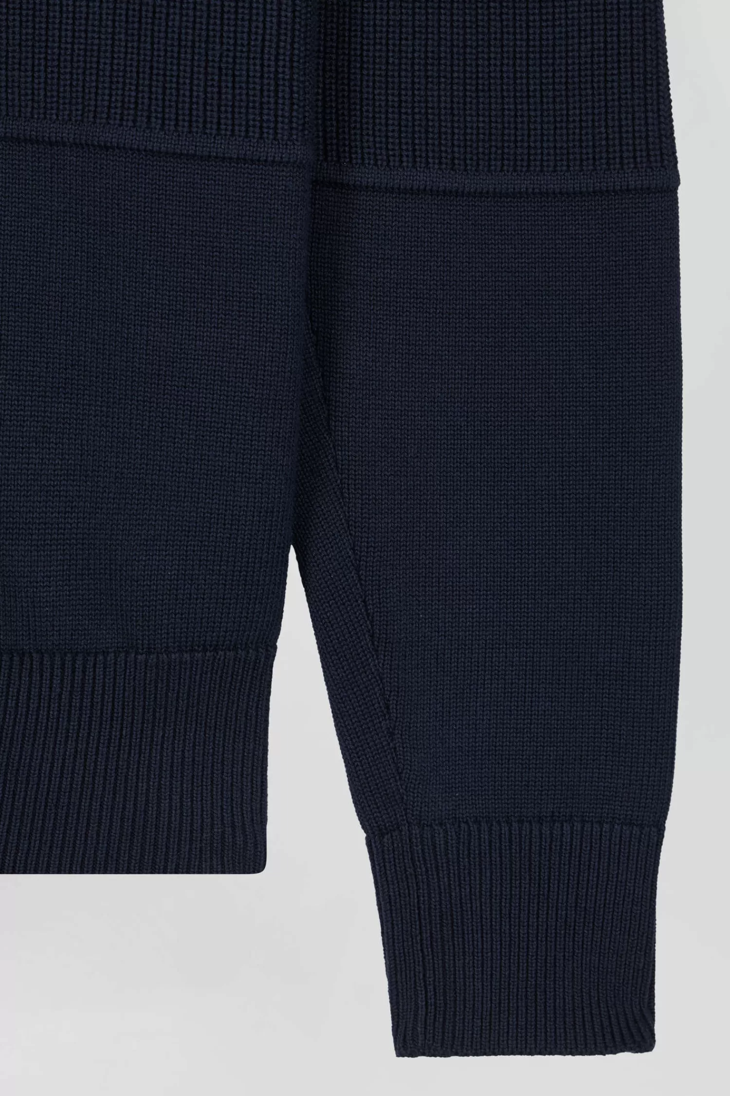 Eden Park Regular navy blue and green cotton high collar zipped cardigan< Cardigans